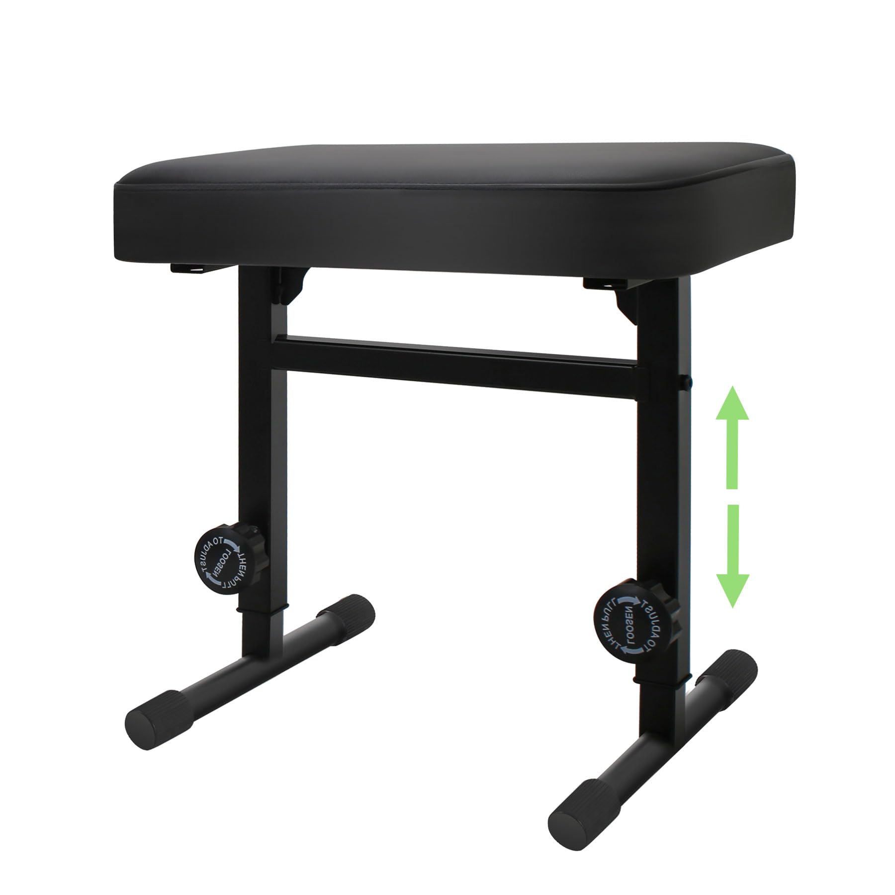Adjustable Piano Bench Stool with Black Padded Cushion - Comfortable Keyboard Stand Seat for Musicians & Pianists (PU Leather) - Perfect for Home, Studio & Music Classrooms