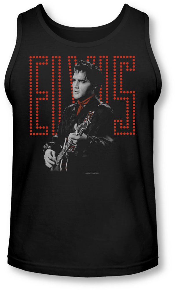 Elvis Presley Men's Red Guitar Player Tank Top - Vintage Rock Music T-Shirt for Concerts & Casual Wear