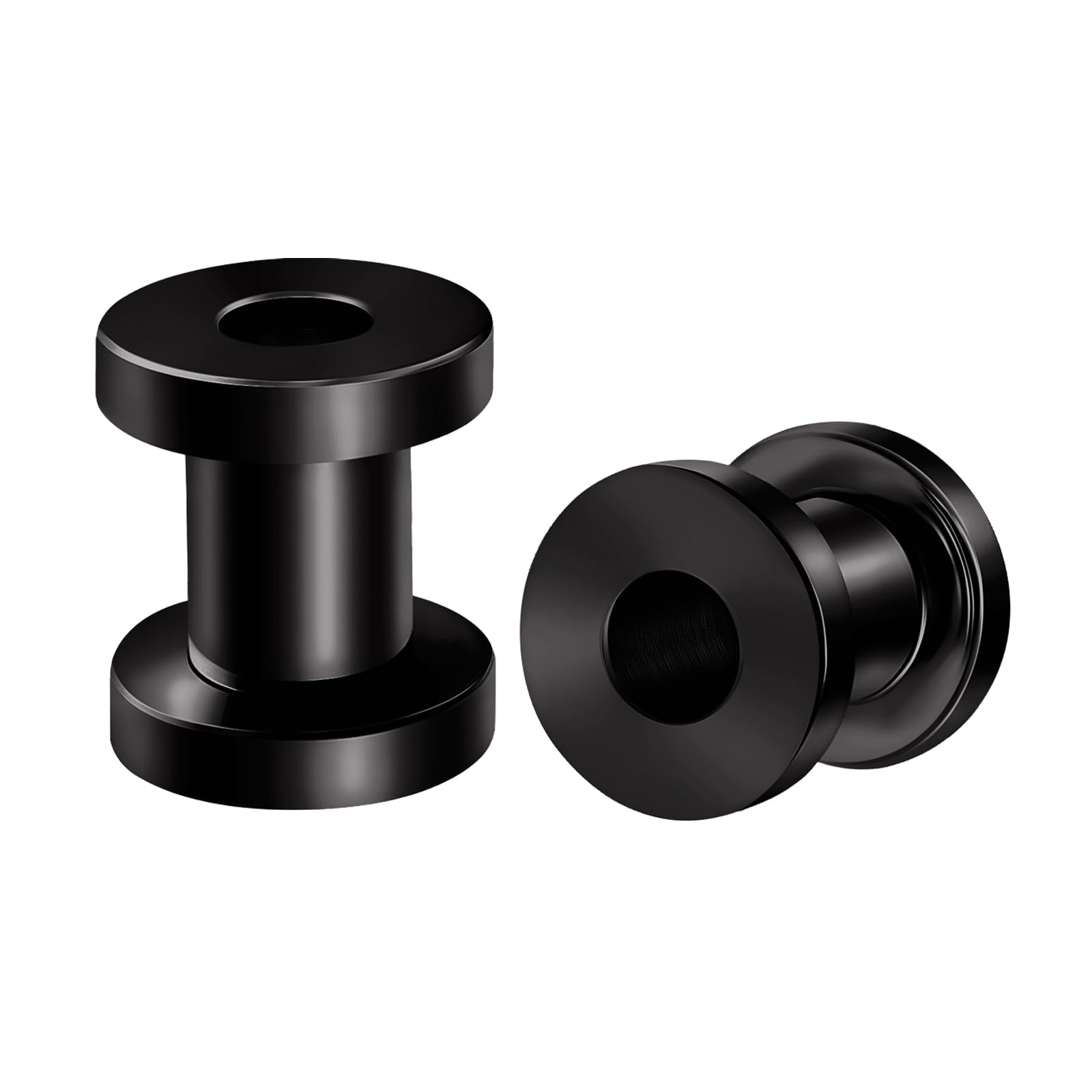Black Coated Surgical Steel Flesh Tunnel Ear Plugs - 2PCS Ear Stretching Gauges for Body Piercing & Alternative Fashion - Perfect for Stretching Lobes, Punk Style & Body Jewelry Collection
