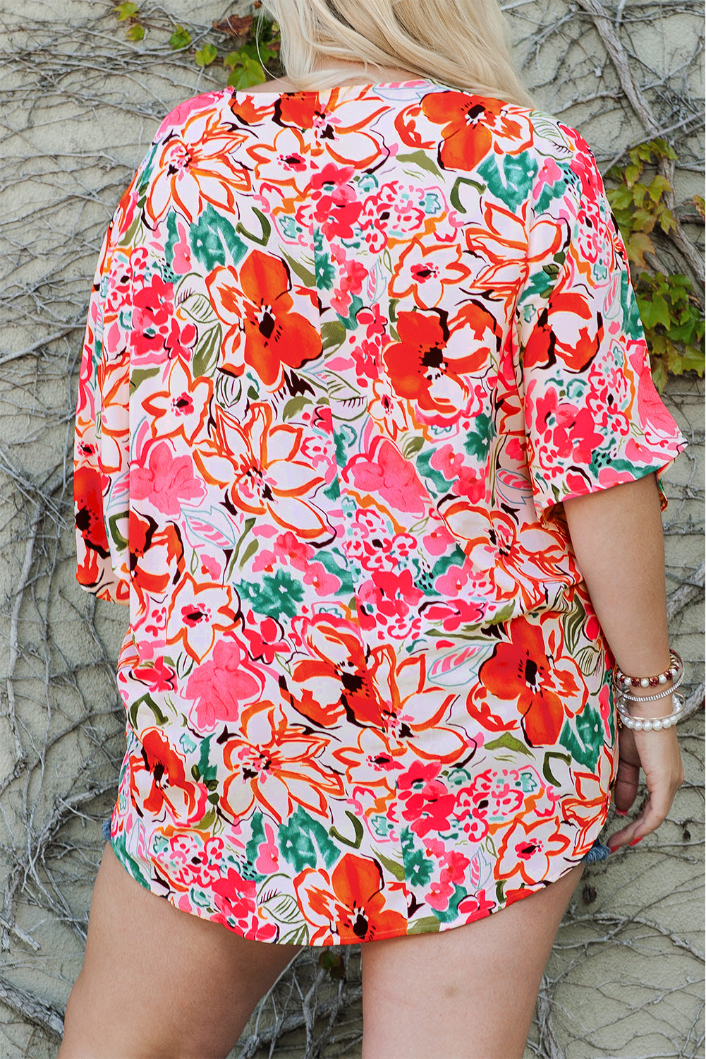 Plus Size Floral Resort Blouse for Women - Boho Vacation Shirt with Flowy Sleeves | Perfect for Beach Getaways, Summer Vacations & Tropical Holidays