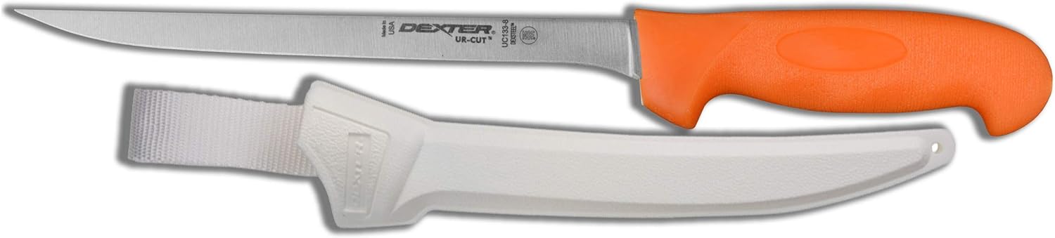 Dexter UR Cut 8-Inch Fillet Knife with Ergonomic Moldable Handle & Protective Sheath - Perfect for Fishing, Camping, and Outdoor Cooking