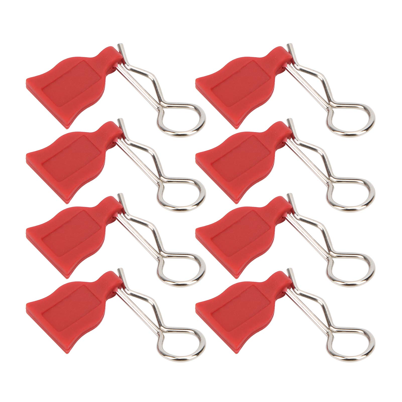 RiToEasysports Universal Metal Lightweight R-Shaped RC Car Shell Pins - 1/10 Scale RC Body Clips (Red) - Durable Silicone Pads for Secure Fit - Perfect for RC Racing, Off-Road Bashing & Model Car Accessories