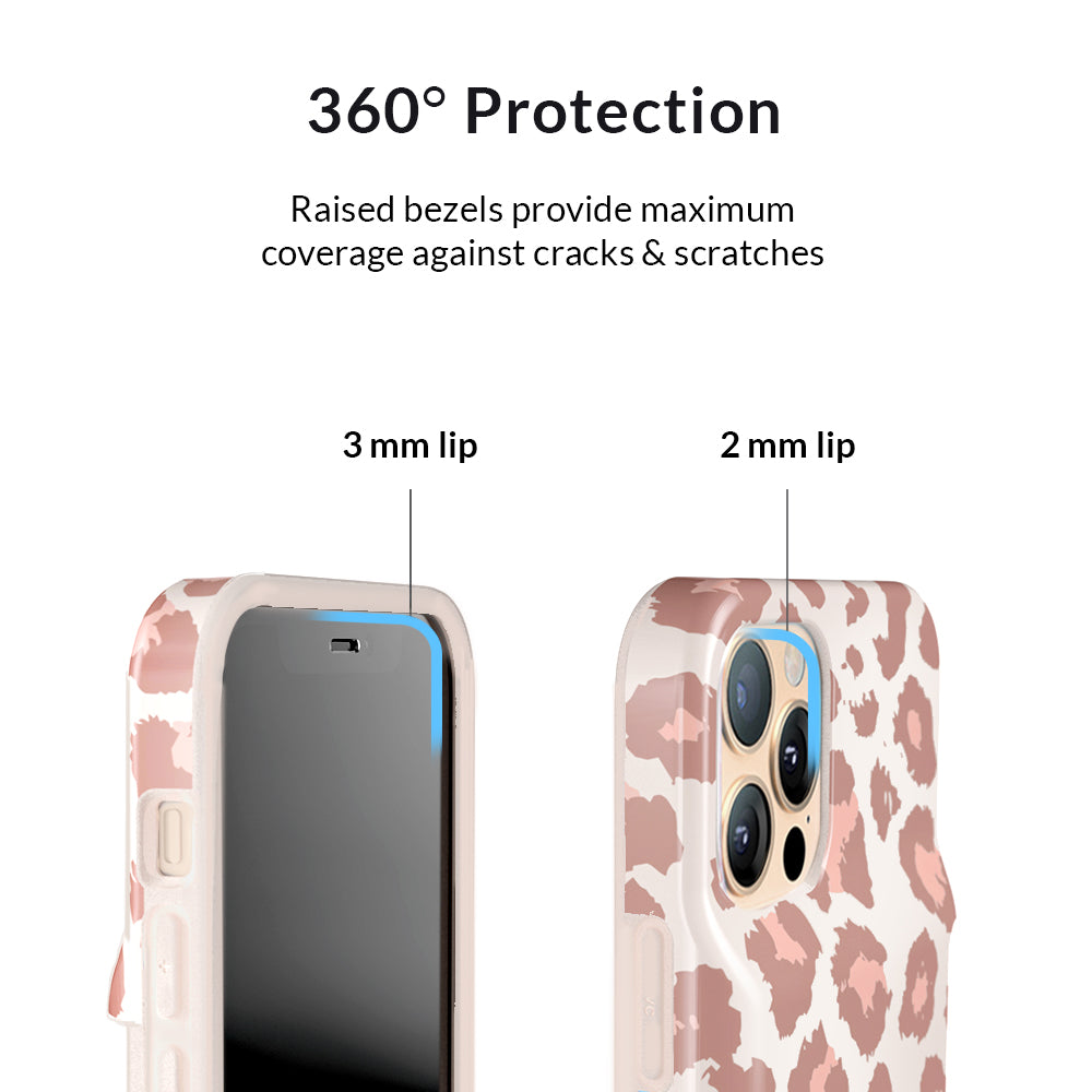 Blush Leopard Print iPhone Wallet Case - Slim Protective Cover with Card Holder for iPhone 13/14/15 Pro Max - Perfect for Everyday Use, Travel & Shopping