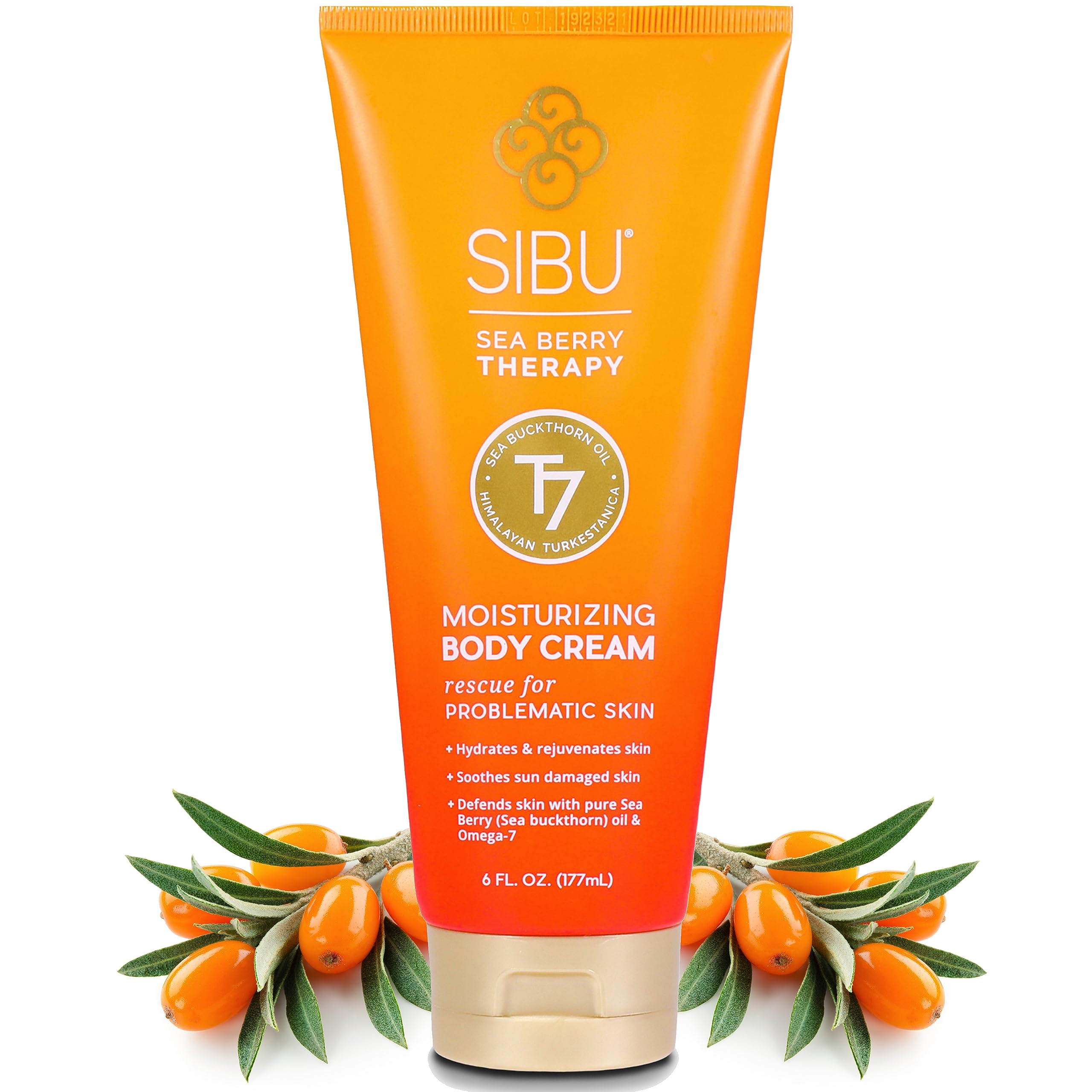 Premium Himalayan Sea Buckthorn Moisturizing Body Cream - 6oz Lightweight Hydrating Lotion for Dry Skin Repair & Protection | Daily Moisturizer for Face, Hands & Body Care