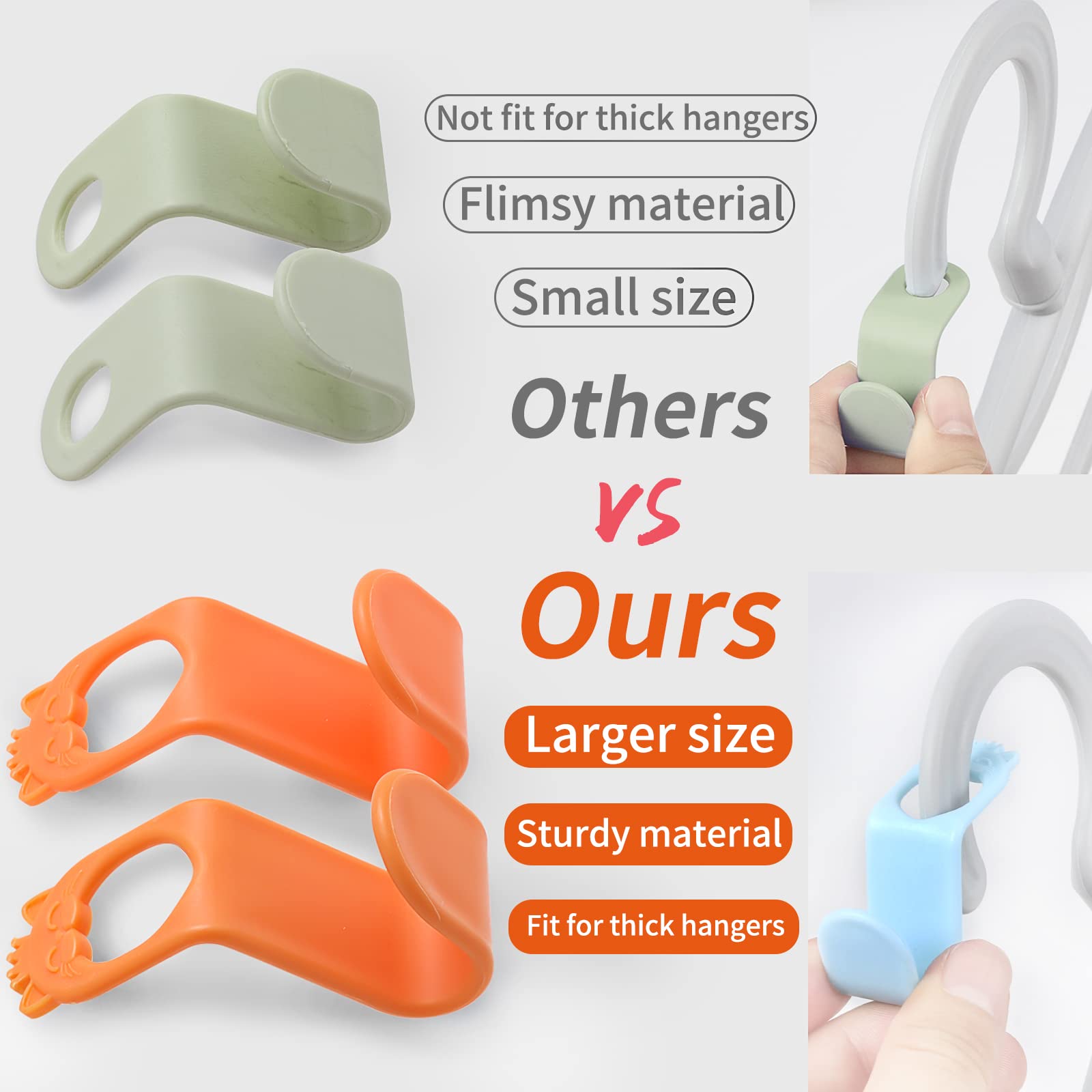 50PCS SLMT Space Saving Hanger Connector Hooks - Heavy Duty Closet Organizer for Plastic, Velvet, Wooden & Wire Hangers - Perfect for Small Closets, Laundry Rooms & Dorm Organization