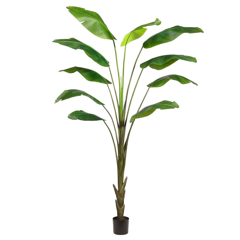 10' Artificial Silk Travelers Palm Tree with Plastic Pot - Set of 2 Green Faux Plants for Home Decor, Office, Patio & Tropical Themed Parties