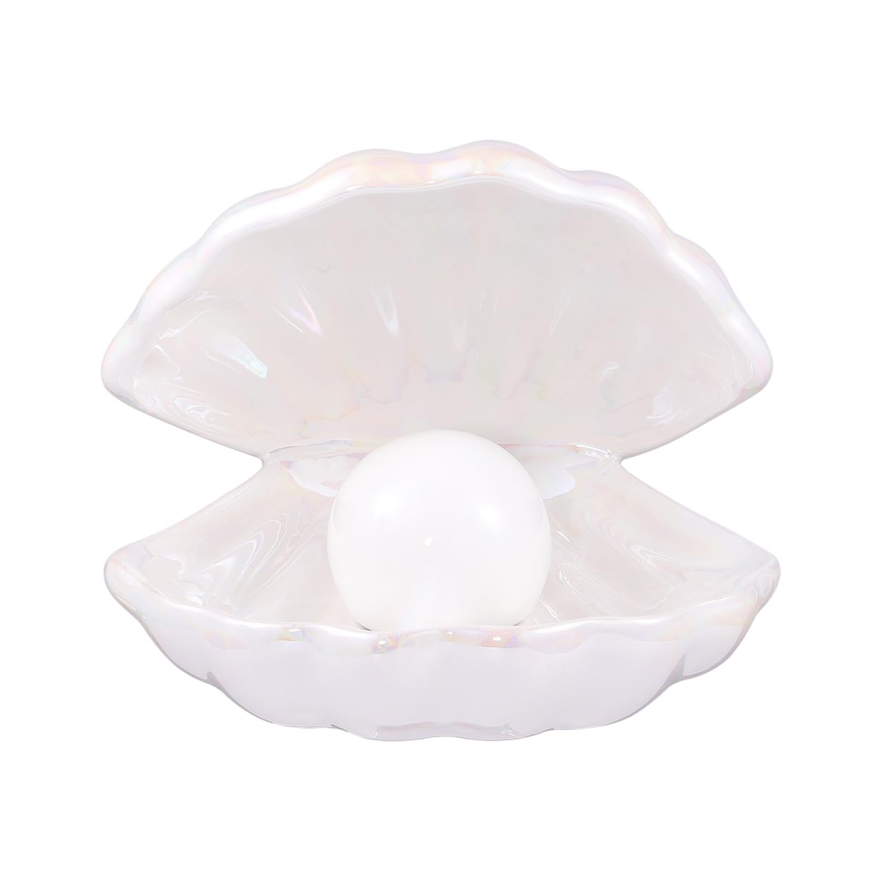 Natural Pearl in Shell Night Light - Ceramic Desktop Lamp for Bedroom, Living Room & Nursery Decor | Soothing Ambient Lighting for Relaxation & Sleep