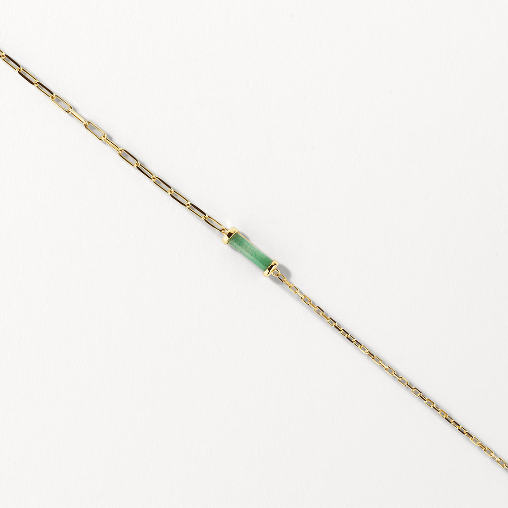 Aventurine Half Paperclip Fob Chain Necklace in Gold - Elegant Layering Necklace for Women, Perfect for Everyday Wear, Office & Date Night