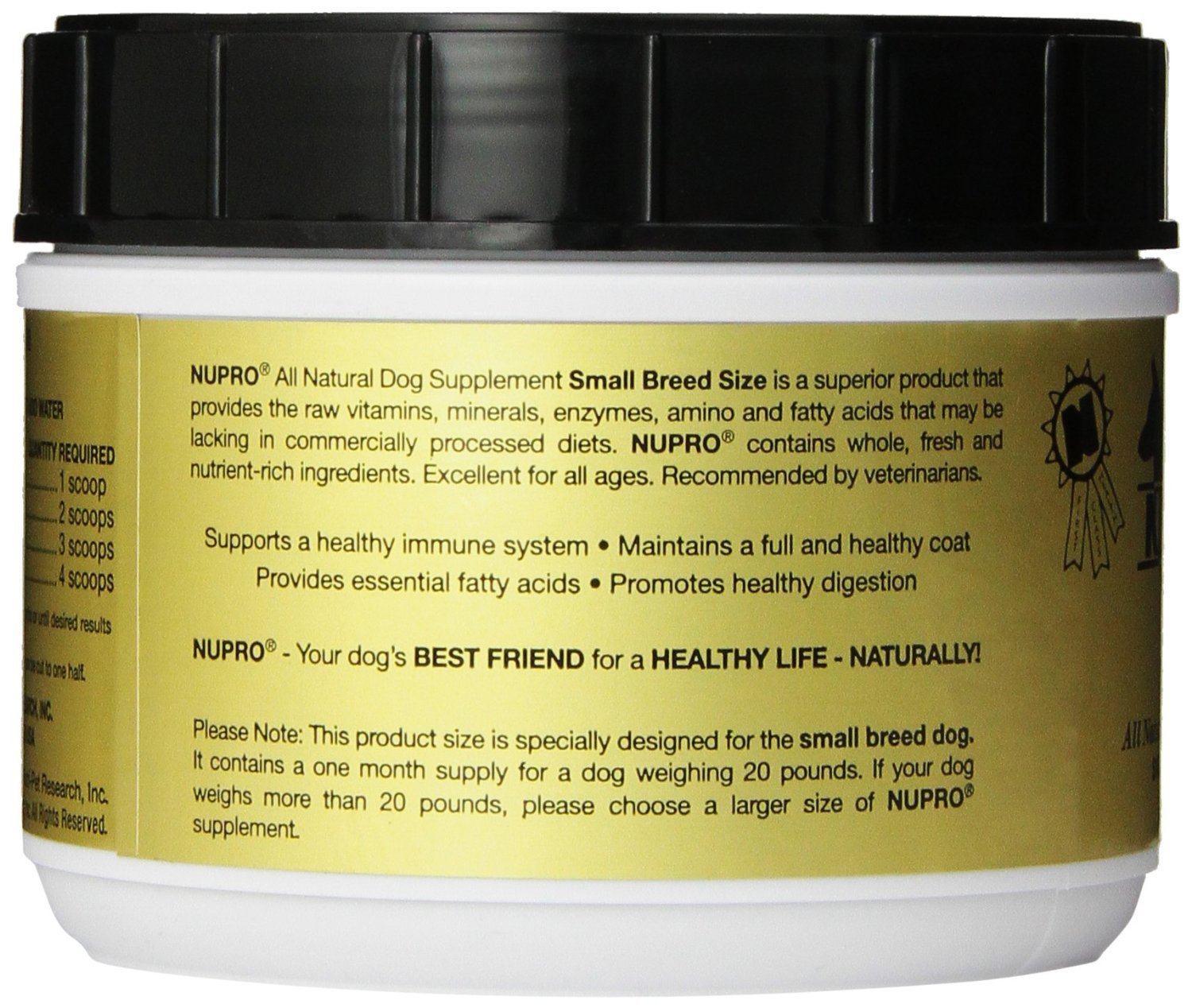 Nutri-Pet Research Nupro Small Breed Dog Supplement - 1 lb | Premium Vitamins & Minerals for Small Dogs | Supports Joint Health & Immune System | Ideal for Daily Nutrition & Active Lifestyles