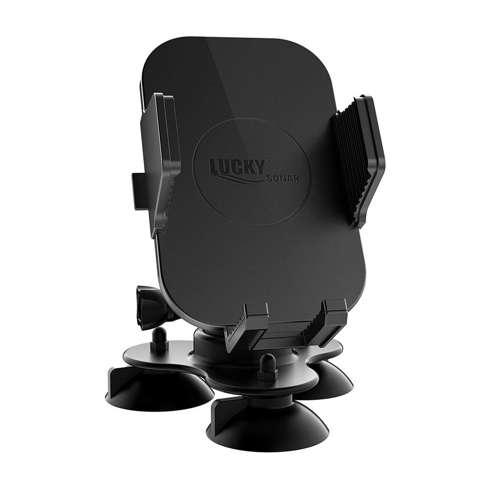 Universal Car Phone Mount Holder with Strong Suction Cup - Compatible with Dashboard & Windshield for Cars, Trucks, Boats, Kayaks - Perfect for GPS Navigation, Fishing & Marine Use