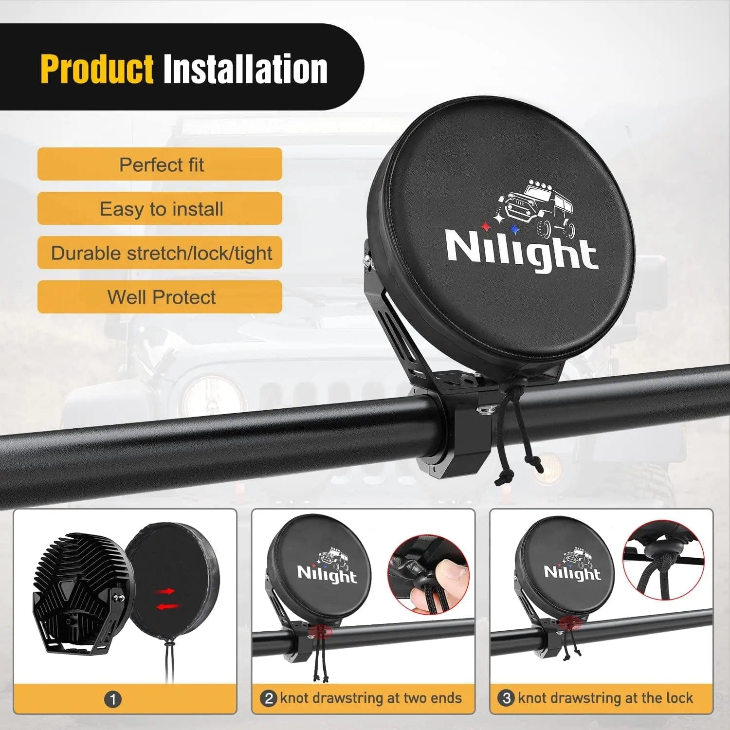 9 Inch Round Offroad Driving Pod Light Cover Type B - Durable LED Light for Trucks, Jeeps & ATVs - Perfect for Night Off-Roading, Camping & Adventure