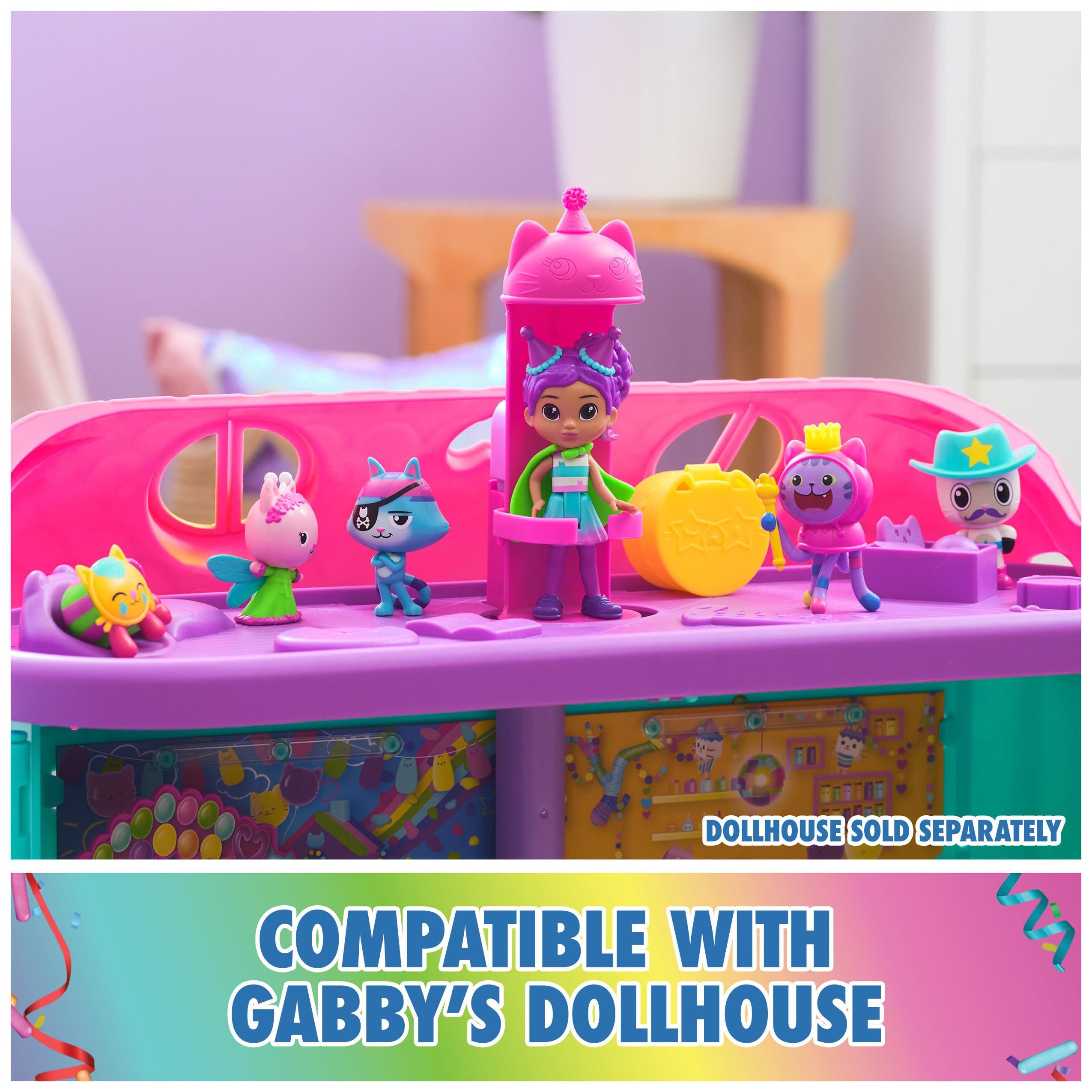 Gabby's Dollhouse Celebration Themed Playset - 5 Cat Toy Figures with Gabby Girl, Surprise Toys & Dollhouse Accessories for Kids Ages 3+ | Perfect for Birthday Gifts, Pretend Play & Collectible Fun
