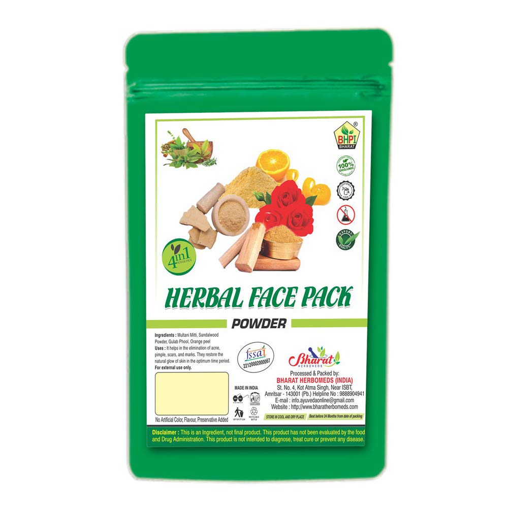 Bharat Herbal Face Pack 200gm - Ubtan Face Mask with Sandalwood & Multani Mitti for Skin Lightening & Tan Removal | 4-in-1 Ayurvedic Treatment for Glowing Skin | Perfect for Daily Skincare & Spa Treatments