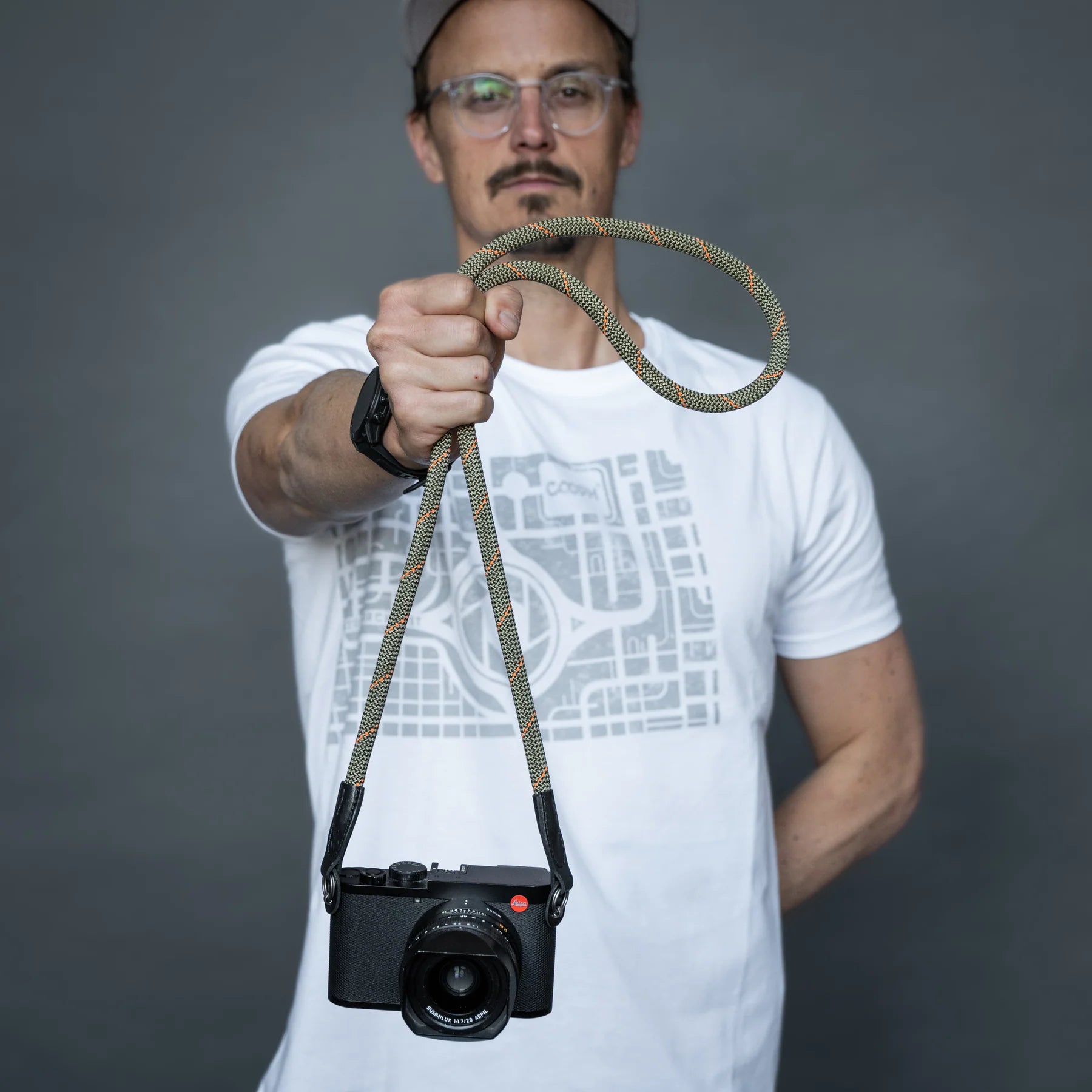 Cooph Rope Camera Strap with Split Ring - 45.3 Inch (115cm) Adjustable Neck Strap for DSLR, Mirrorless Cameras - Durable & Comfortable Orange Sagebrush Design - Perfect for Travel, Hiking & Photography Enthusiasts