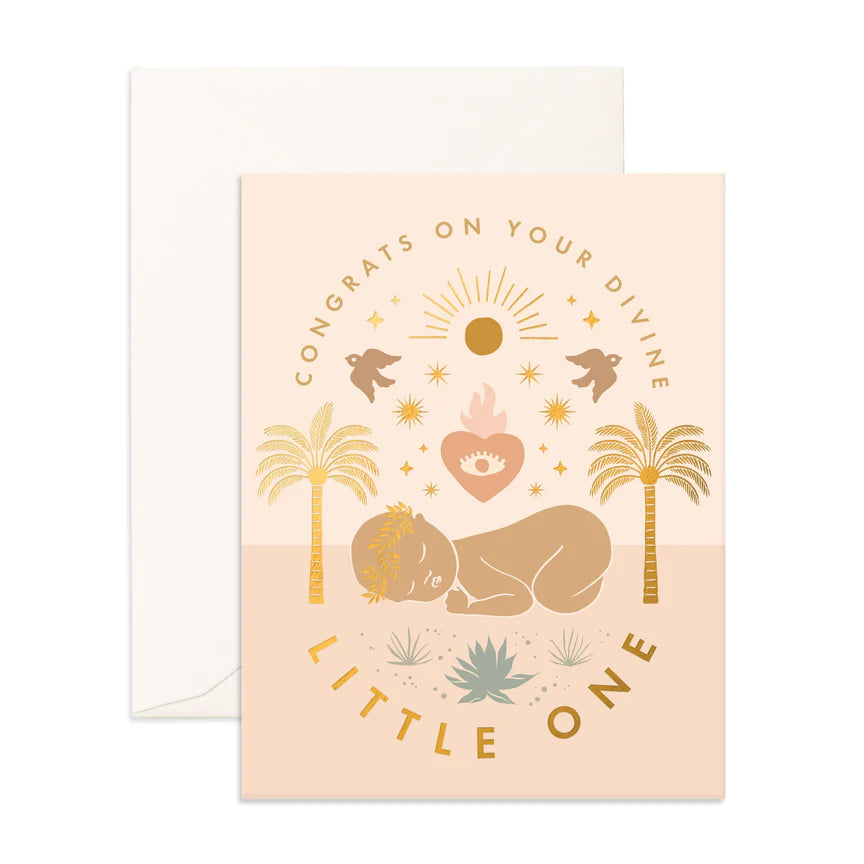 Divine Little One Greeting Card - Beautiful Baby Shower & Christening Cards - Perfect for Newborn Celebrations, Baptism Gifts & First Birthday Wishes