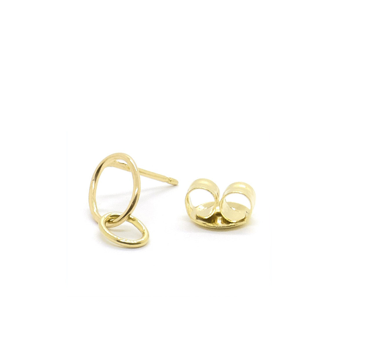 9K Gold Loop Oval Stud Earrings for Women - Minimalist Elegant Hoop Earrings for Everyday Wear & Special Occasions