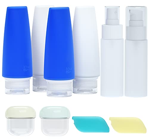 Valourgo 10-Pack Leak Proof Travel Bottles Set - 3oz TSA Approved Toiletries Containers for Shampoo, Conditioner & Cosmetics | Portable Spray Bottles & Tubes with Labels | Perfect for Air Travel, Gym & Vacation Essentials