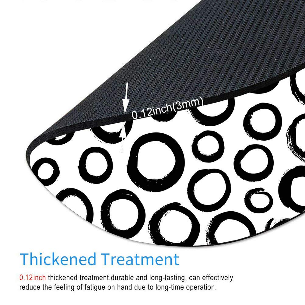 Black and White Polka Dot Mouse Pad - Non-Slip Round Desk Pad for Office & Gaming - Personalized Computer Accessory for Work, Home & School Use