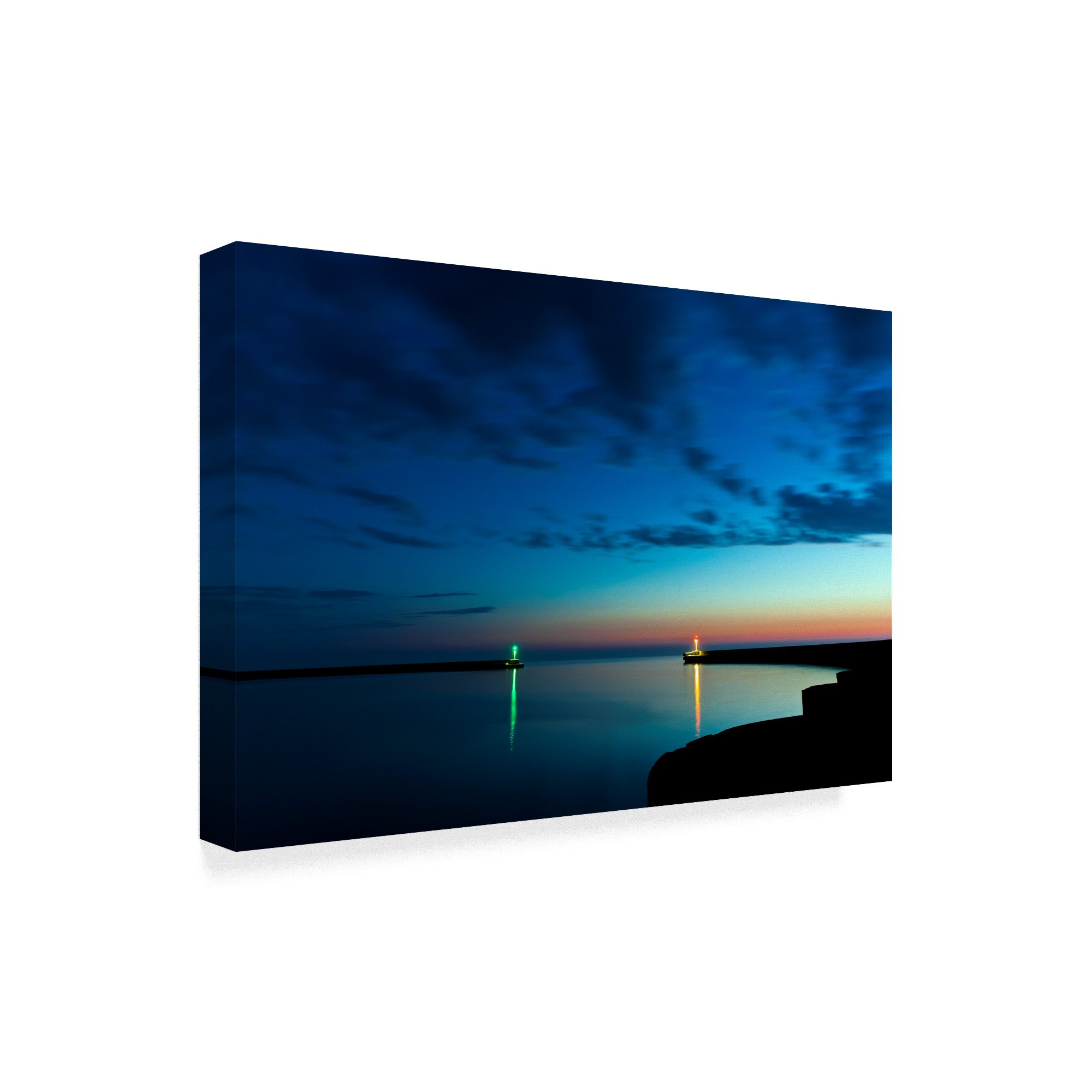 Dark Midnight Blue by Niels Christian Wulff - 16x24 Inch Framed Wall Art Print - Modern Abstract Painting for Living Room, Bedroom & Office Decor