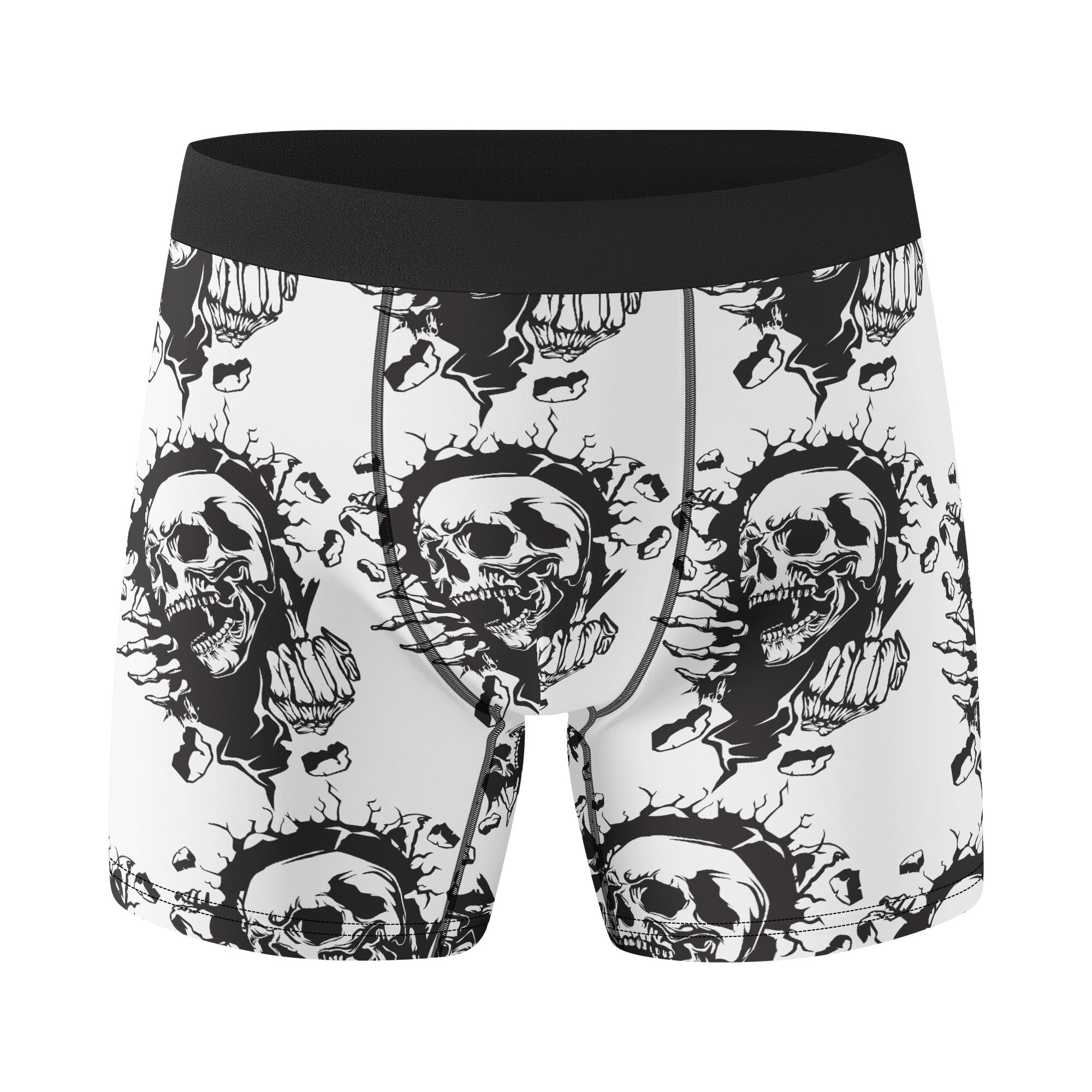 Skull Middle Finger Classic Stretch Underwear - Comfortable & Edgy Men's Boxer Briefs for Punk Rock, Halloween, and Everyday Wear