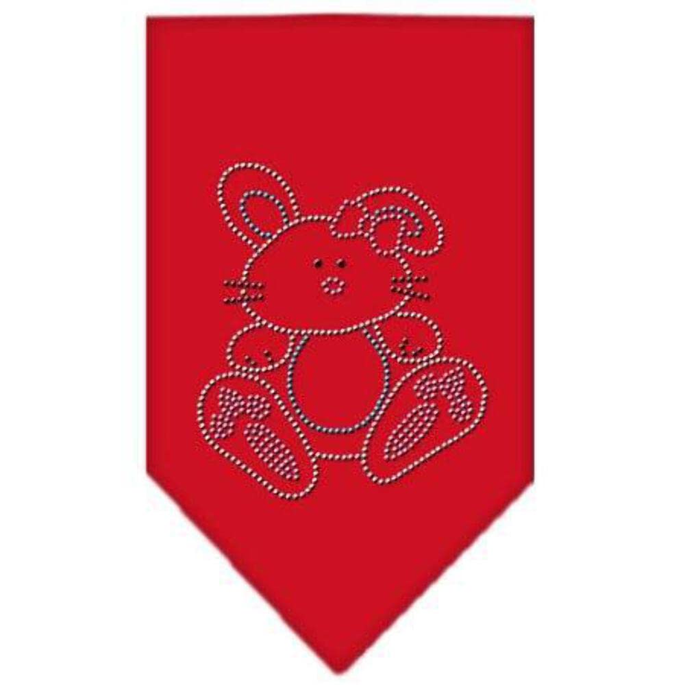 Sparkling Rhinestone Dog Bandana for Pets - Bunny Design in Red, Large Size - Perfect for Holidays, Parties & Special Occasions