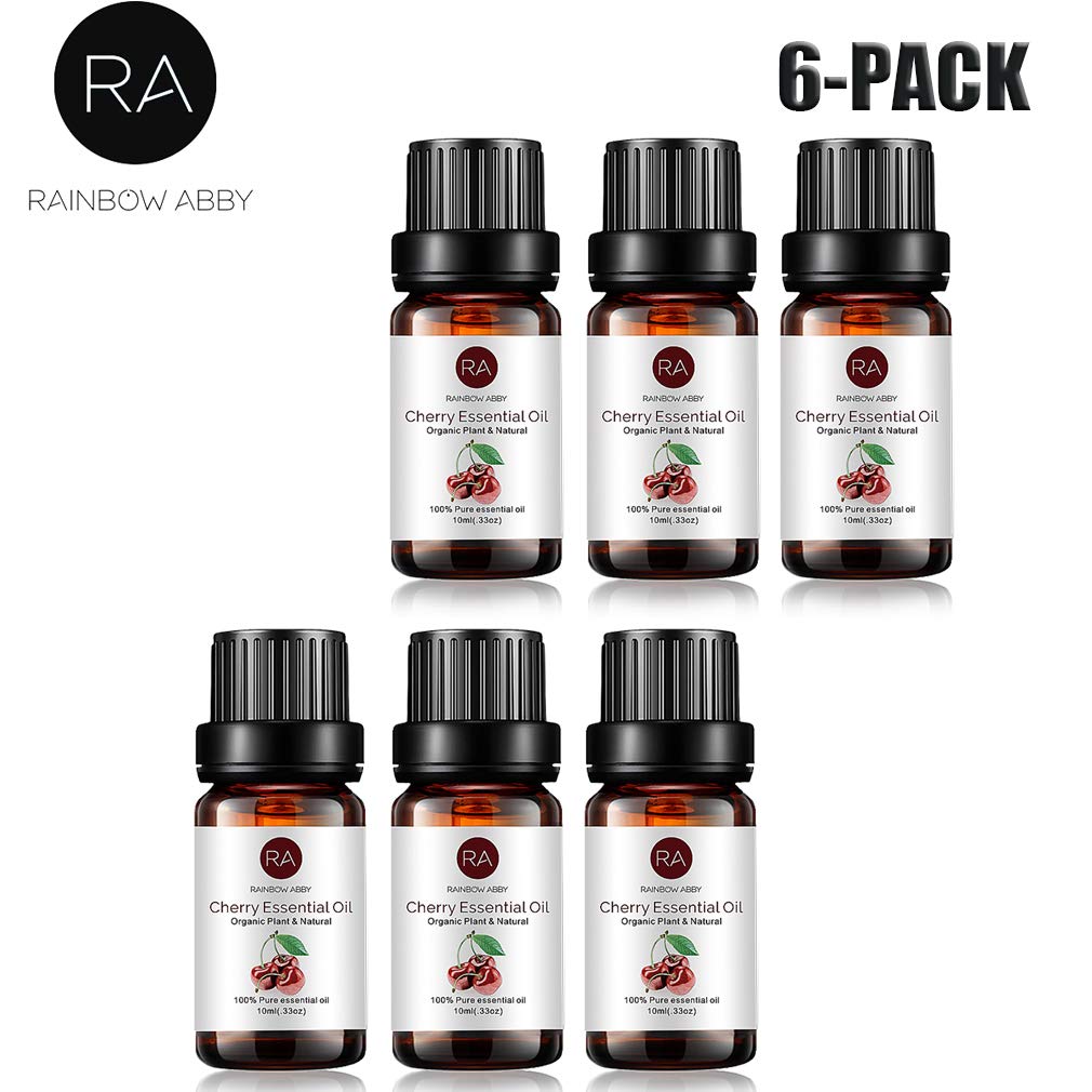6-Pack 100% Pure Organic Cherry Essential Oil - Natural Aroma Oil for Diffusers, Massage & Aromatherapy (6X10ml) - Perfect for Relaxation, Stress Relief & Home Fragrance