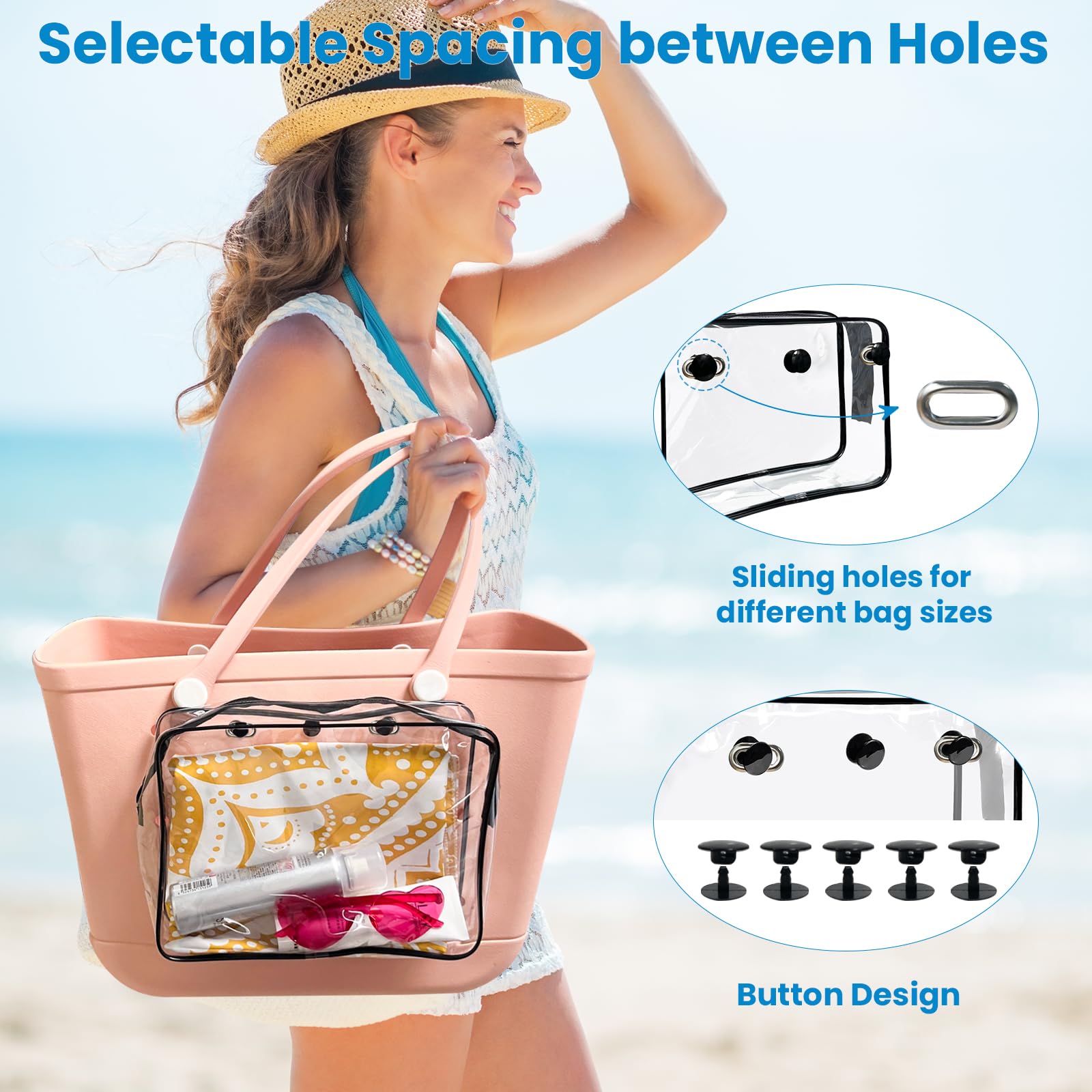Bogg Bag Clear Insert Organizer - Transparent Zippered Inner Bag Divider for Travel & Beach Accessories | Perfect for Toiletries, Brushes & Storage in Bogg Tote Bags