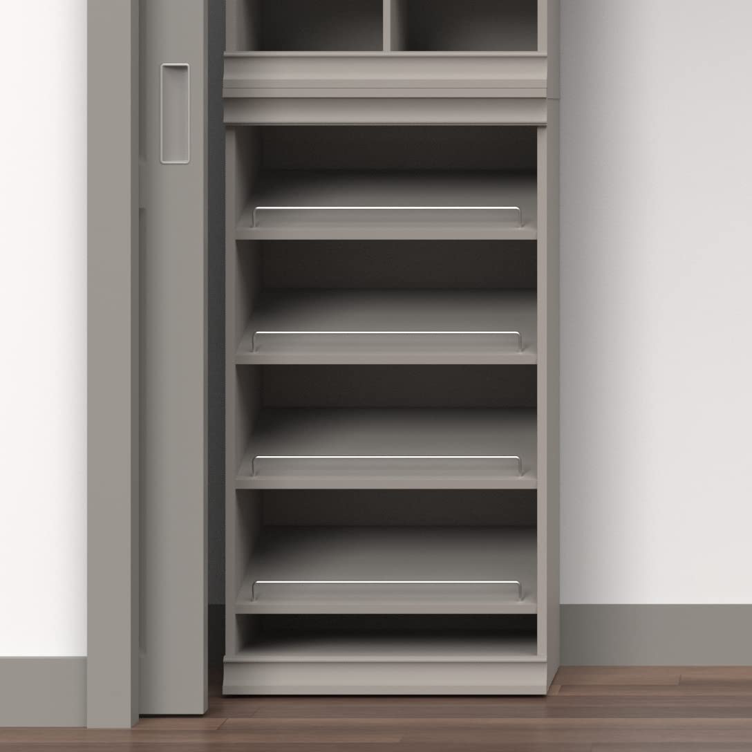 ClosetMaid Modular Storage Shelf Unit with Angled Shoe Shelves - Space Saving Closet Organizer for Shoes, Handbags & Accessories - Taupe Finish for Bedroom, Closet or Entryway Organization