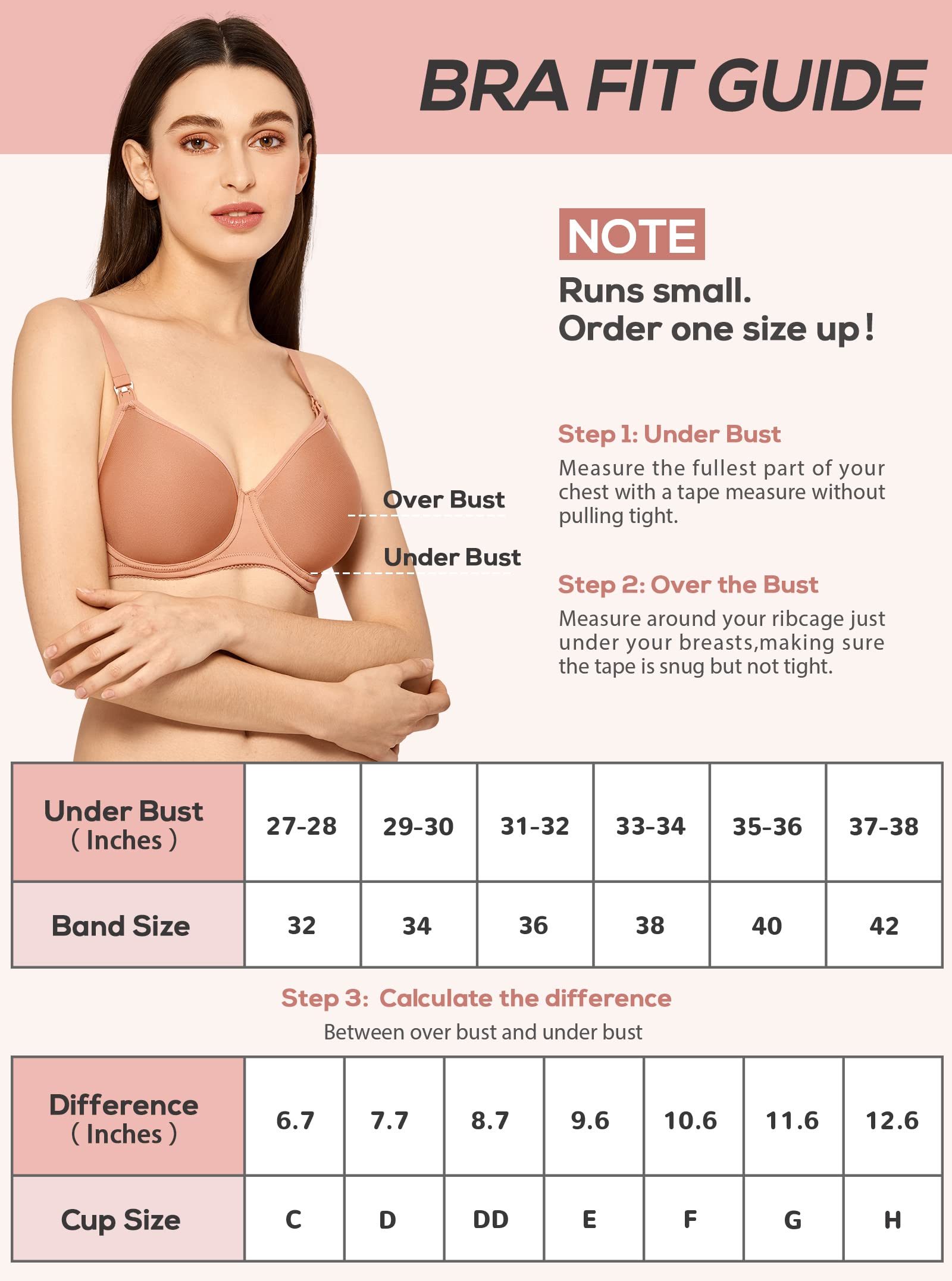 Gratlin Women's Plus Size Nursing Bras with Underwire - Supportive Padded Maternity Bra for Breastfeeding - Comfortable for Daily Wear, Work & Sleep