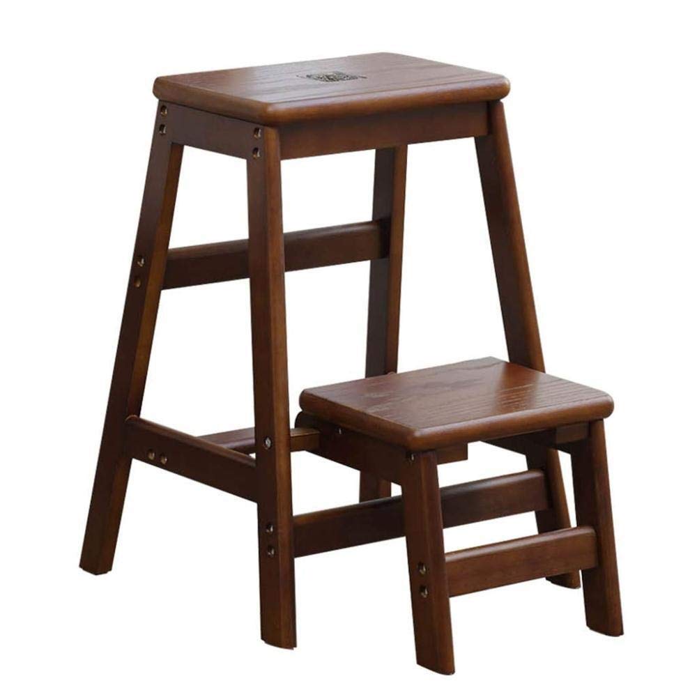 2-Step Foldable Wooden Step Stool for Kitchen, Indoor Climbing Stool, Multifunctional Ladder Chair for Home, Flower Stand & Shoe Bench - Perfect for Reaching High Shelves, Decorating, and Organizing