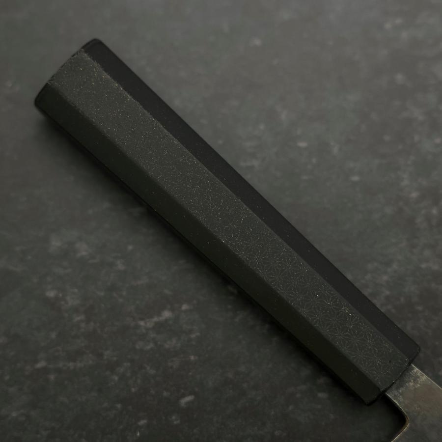 Premium Santoku Knife 165mm - Japanese Blue Steel #2 with Stainless Clad & Kurouchi Finish - Ergonomic Rubber Handle - Perfect for Slicing, Dicing, and Chopping Vegetables, Meat, and Fish