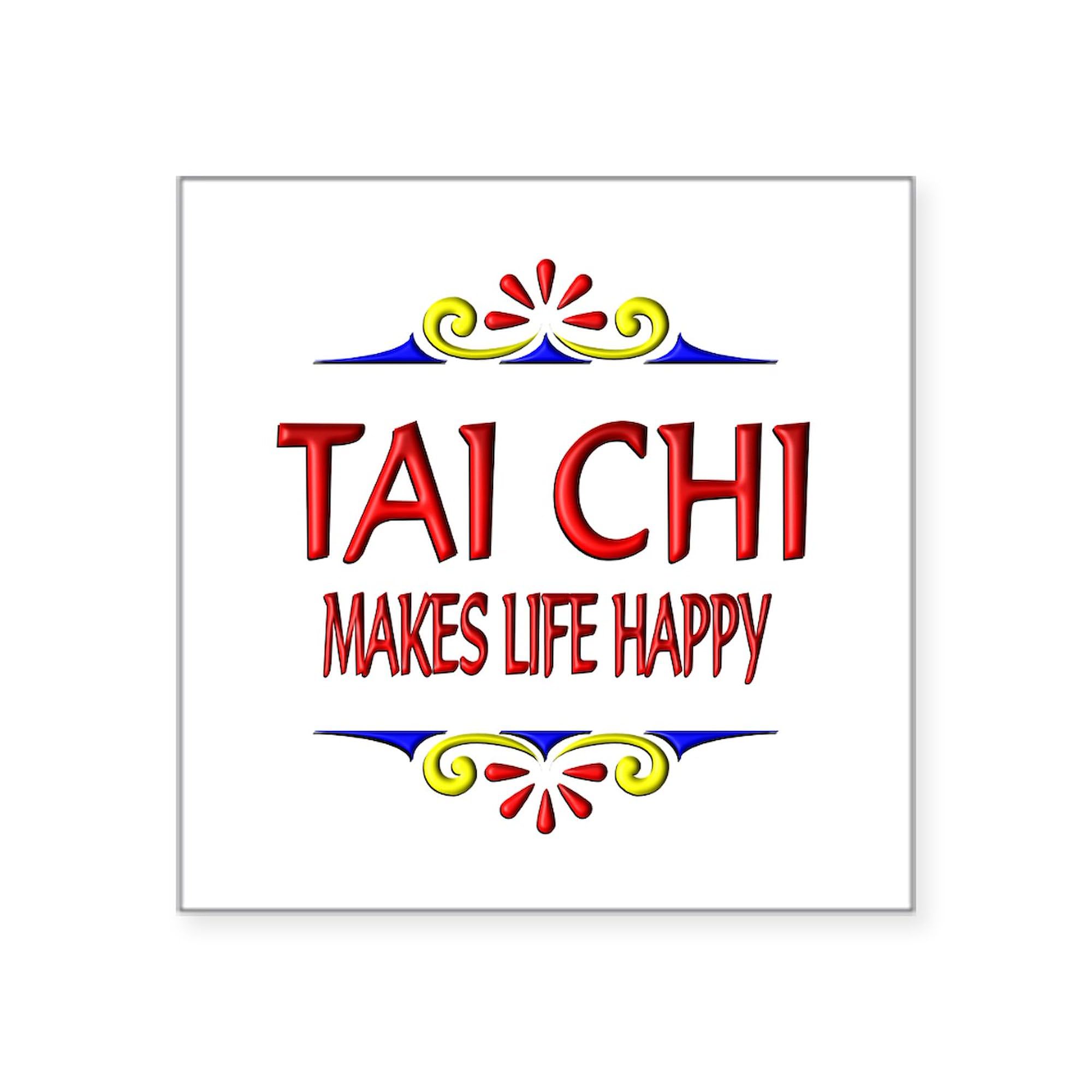 Tai Chi Happy Square Sticker 3x3 Inch - Durable Bumper Sticker & Car Decal for Yoga Lovers, Martial Arts Enthusiasts - Perfect for Cars, Laptops, Water Bottles & Gym Equipment