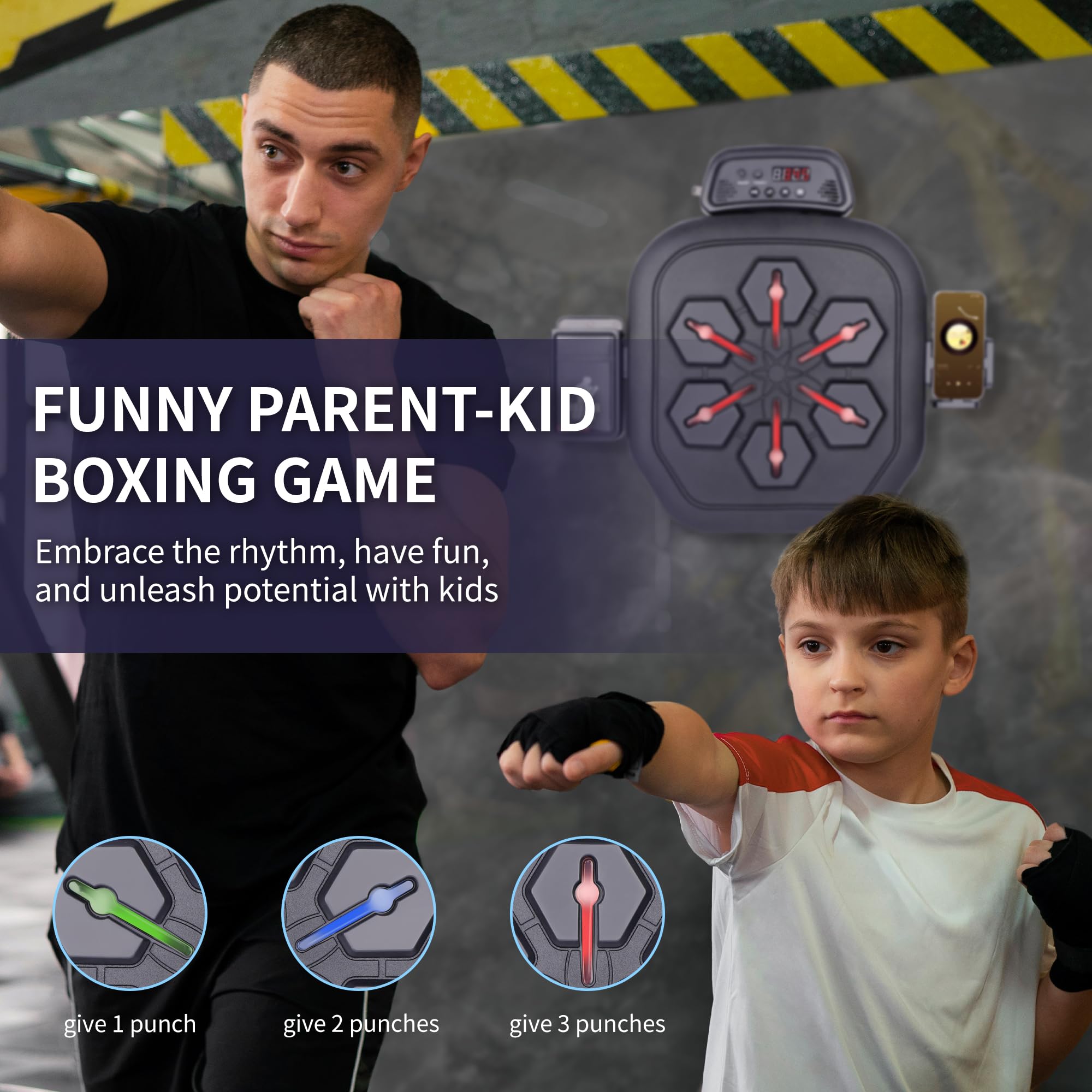 Smart Bluetooth Boxing Machine - Wall Mounted Punching Pad with Gloves for Adults & Kids | Electronic Indoor Training Equipment for Home Gym & Fitness Workouts