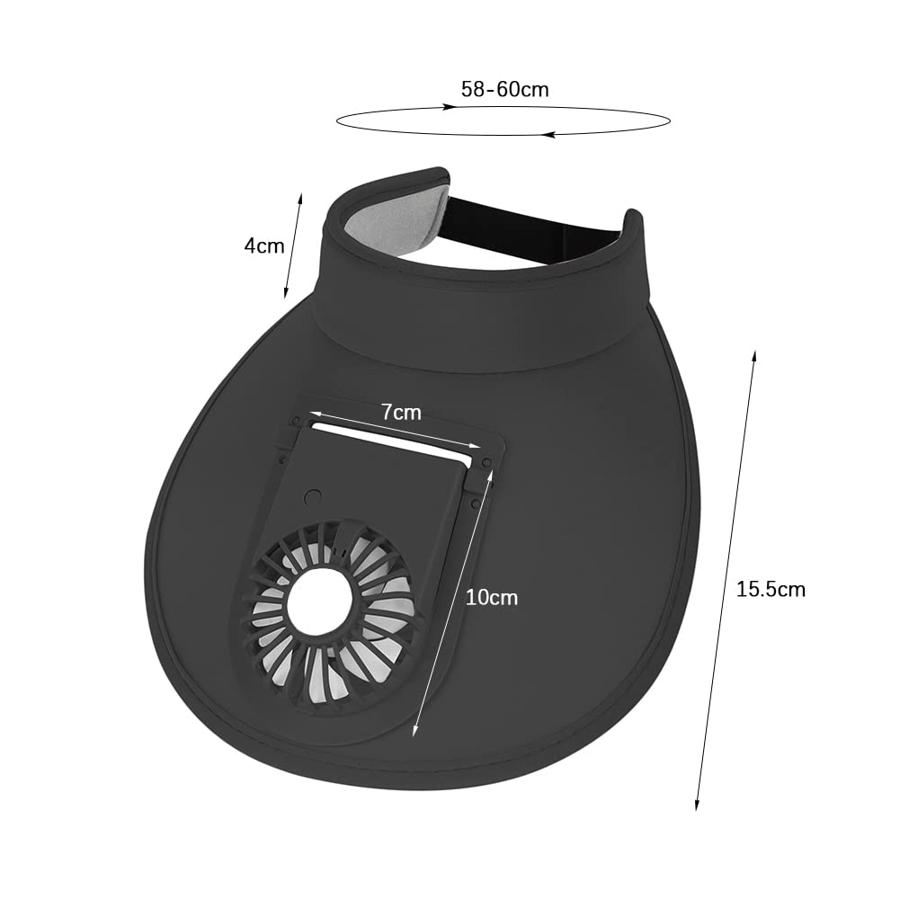 USB Rechargeable Sun Visor Hat with Cooling Fan - UPF50+ Wide Brim Sun Protection Hat for Women & Men - Perfect for Beach, Golf, Hiking & Outdoor Activities