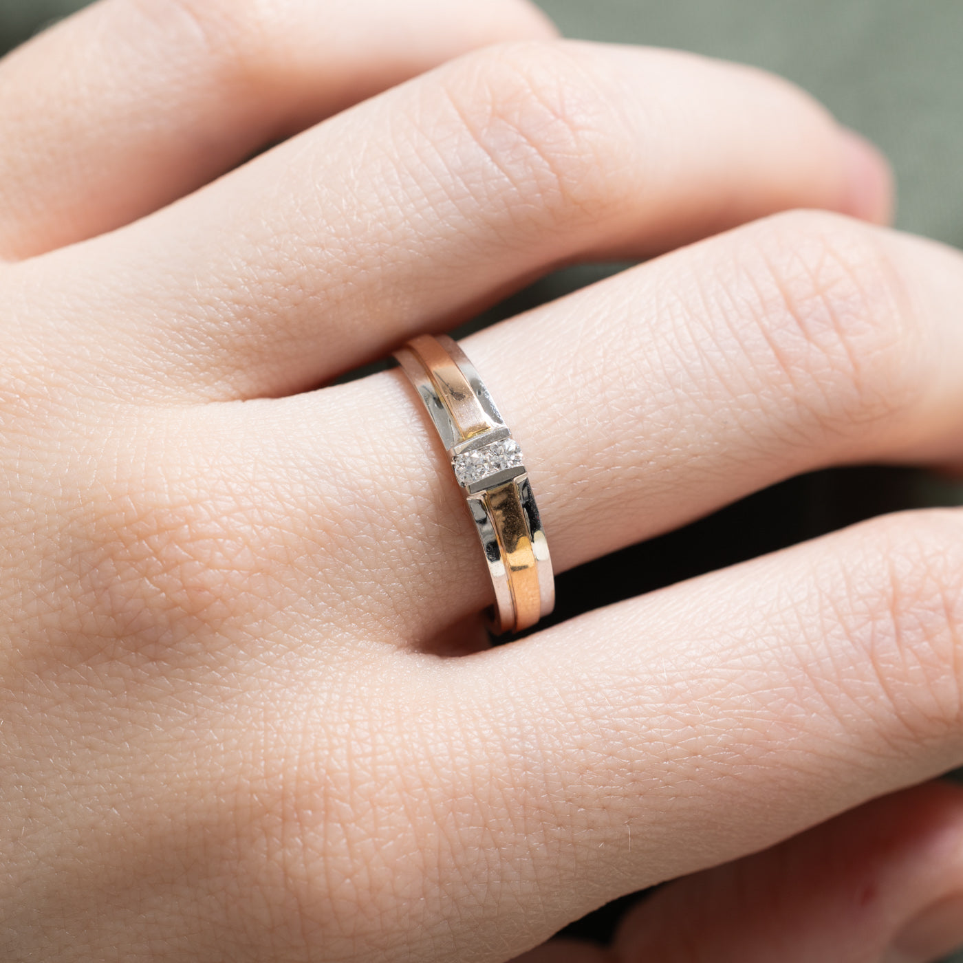 Two Stone Diamond Ring for Women | 0.034ctw | Size 8 | 14K White Gold Wedding Band, Anniversary Gift, Promise Ring for Her | Perfect for Engagement, Valentine's Day & Special Occasions