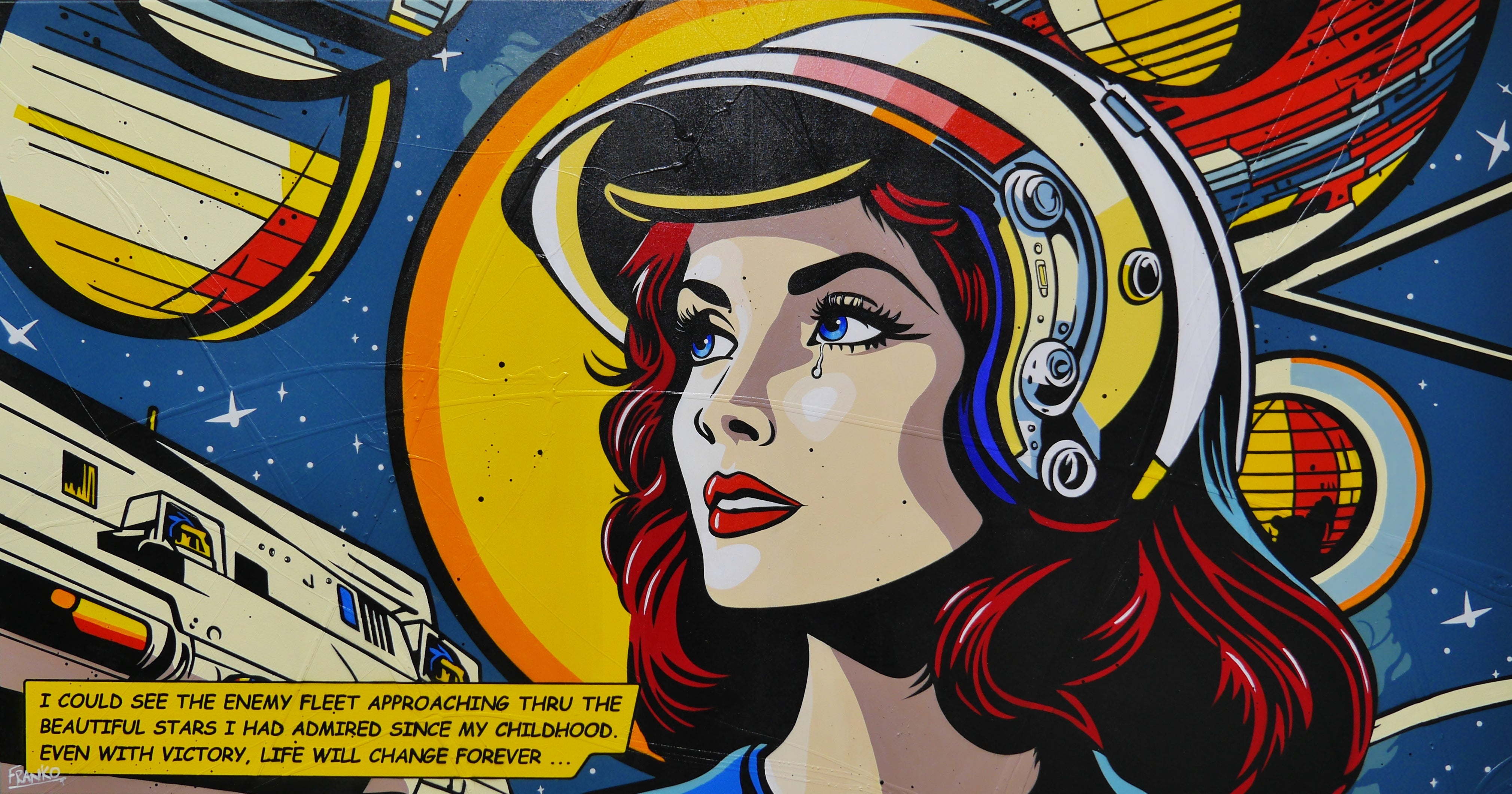 190cm x 100cm Space Classic Pop Art Canvas Painting by Allan - Large Wall Art for Living Room, Bedroom & Office Decor