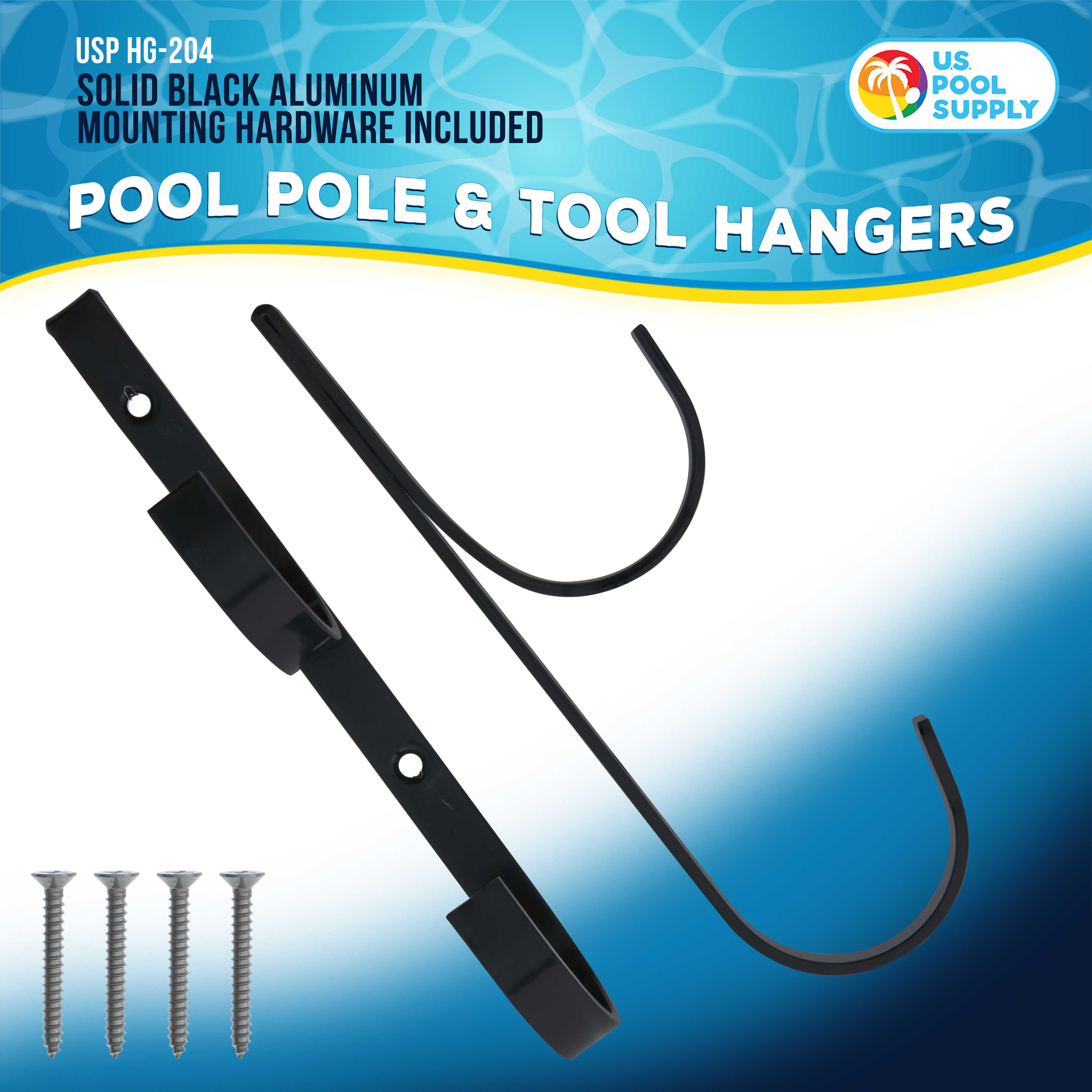 Premium Black Aluminum Pole Hanger (2 Pack) with Screws (4 Pack) - Heavy Duty Closet Organizer for Coats, Hats & Scarves