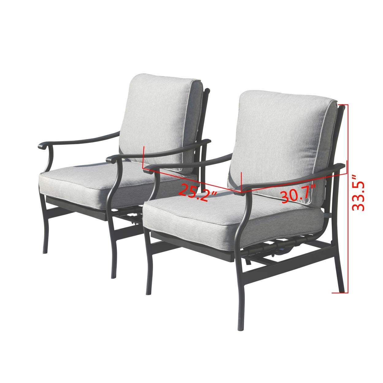 LOKATSE HOME 2-Piece Outdoor Bistro Set - Wrought Iron Patio Chairs with Cushions, Grey - Perfect for Garden, Balcony & Small Space Dining