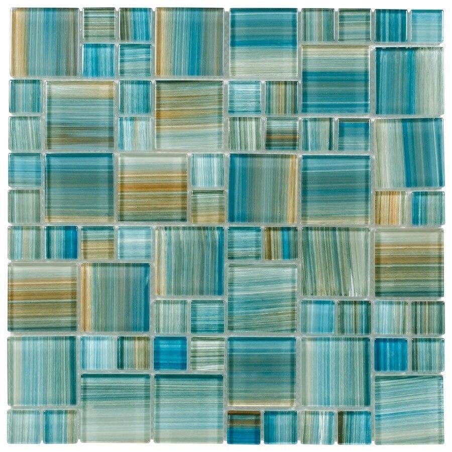 Aqua Mix Glass Mosaic Tile - Watercolor Style for Kitchen Backsplash, Bathroom Wall & Pool Design - Aquarella Collection