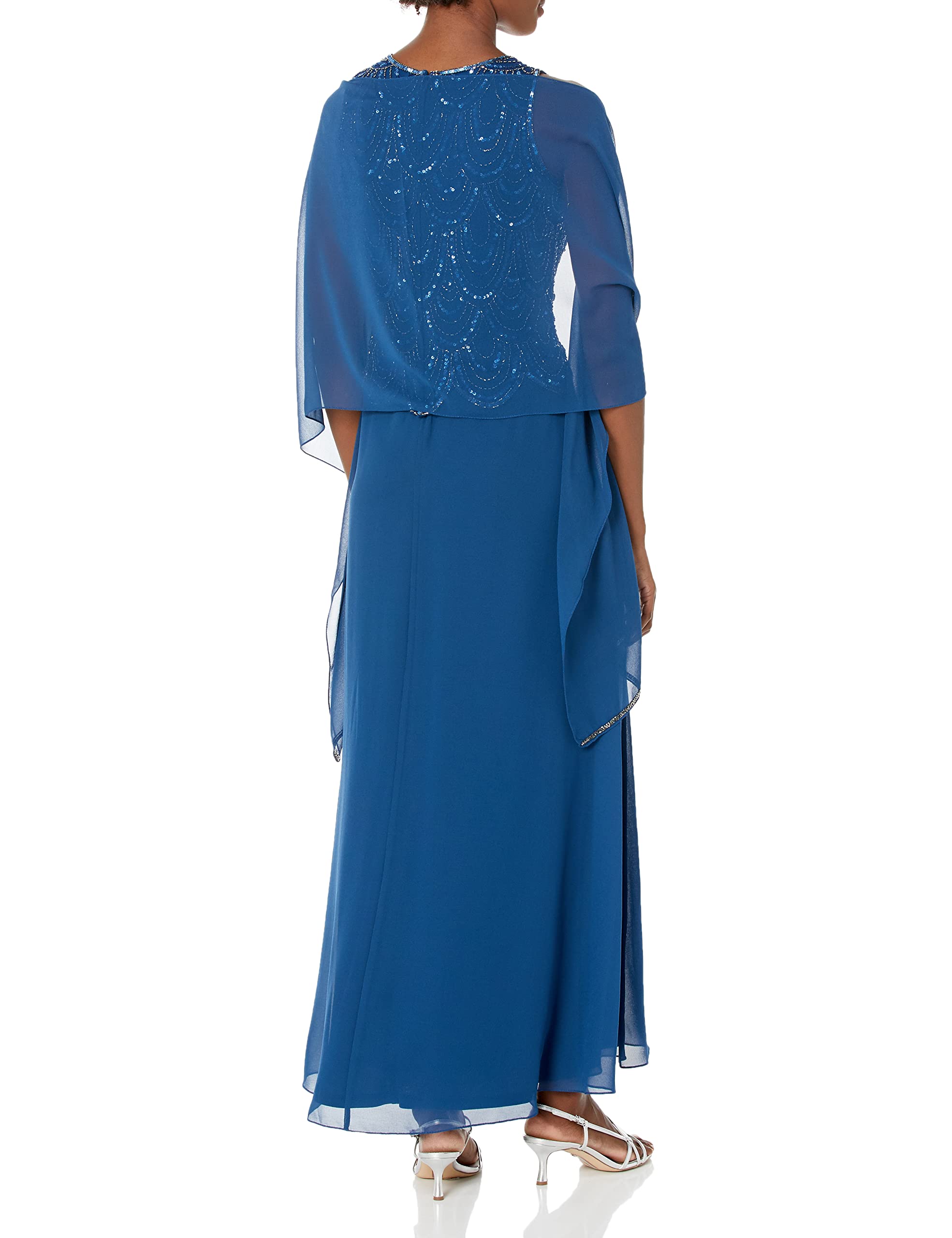 J Kara Women's Plus Size Sleeveless Beaded Maxi Dress with Detachable Scarf - Elegant Evening Gown for Weddings, Parties & Special Occasions