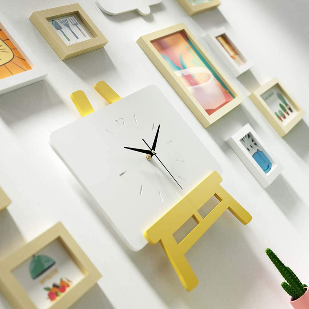 16-Piece Solid Wood Photo Wall Set with Clock - 12 Frames & 4 Accessories - Original White - Perfect for Living Room, Bedroom Decor & Family Photo Display