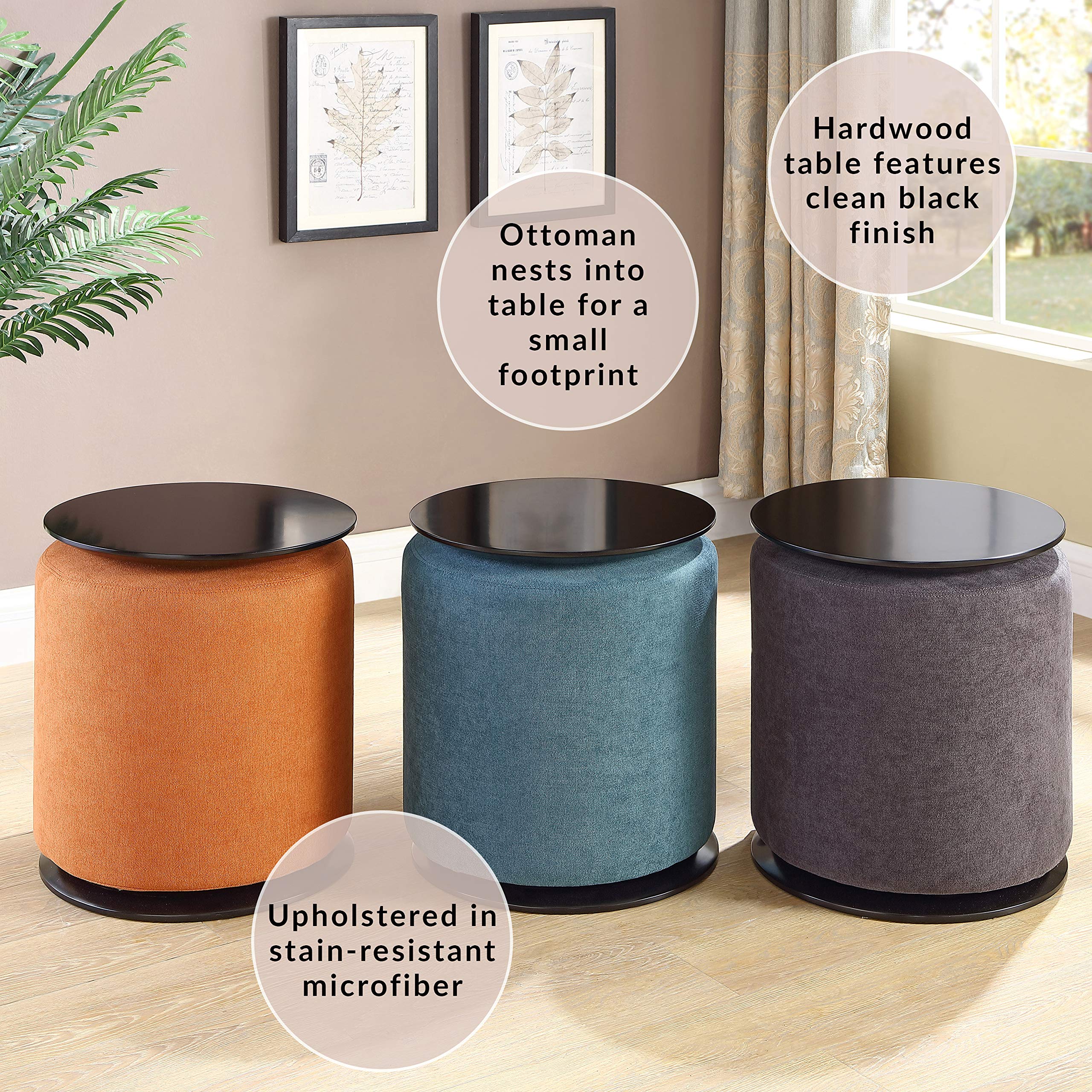 Modern Peacock Blue Accent Table & 18