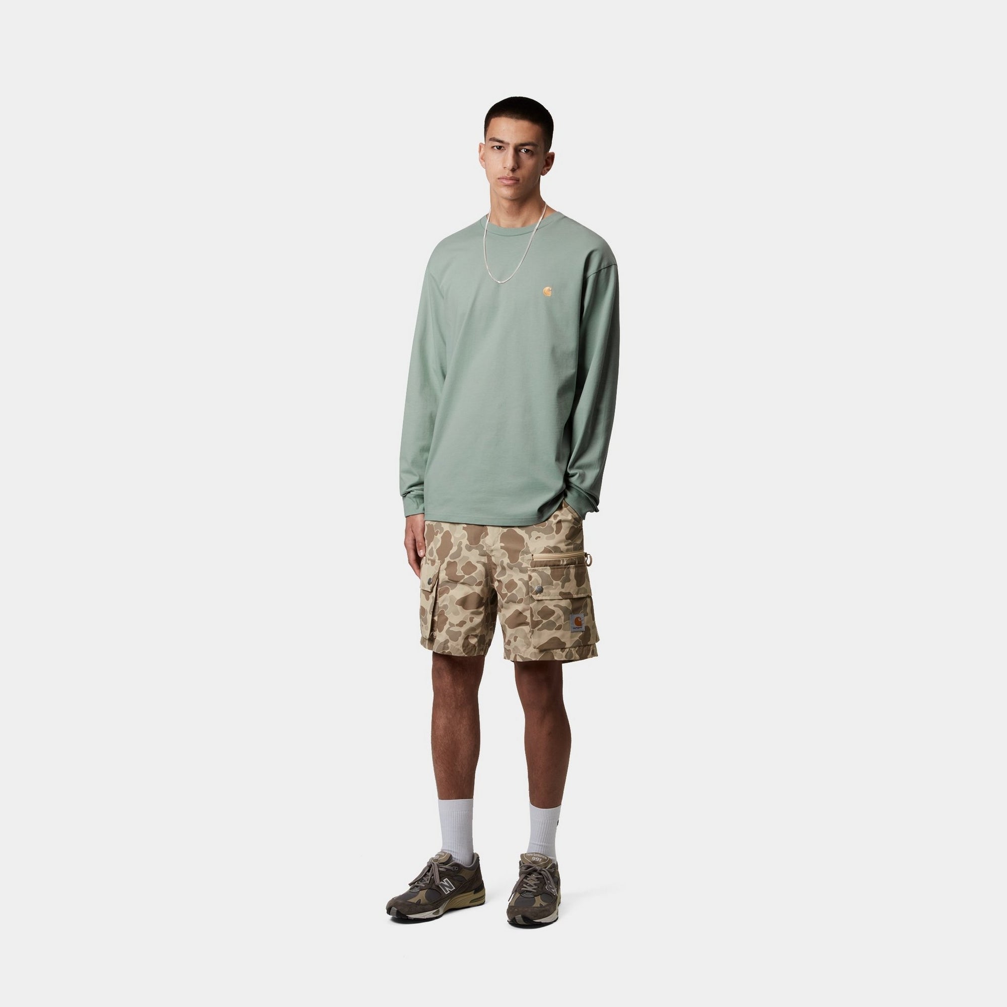 Chase Long Sleeve T-Shirt for Men | Soft Cotton Frosted Green Shirt | Casual Wear, Layering & Outdoor Activities