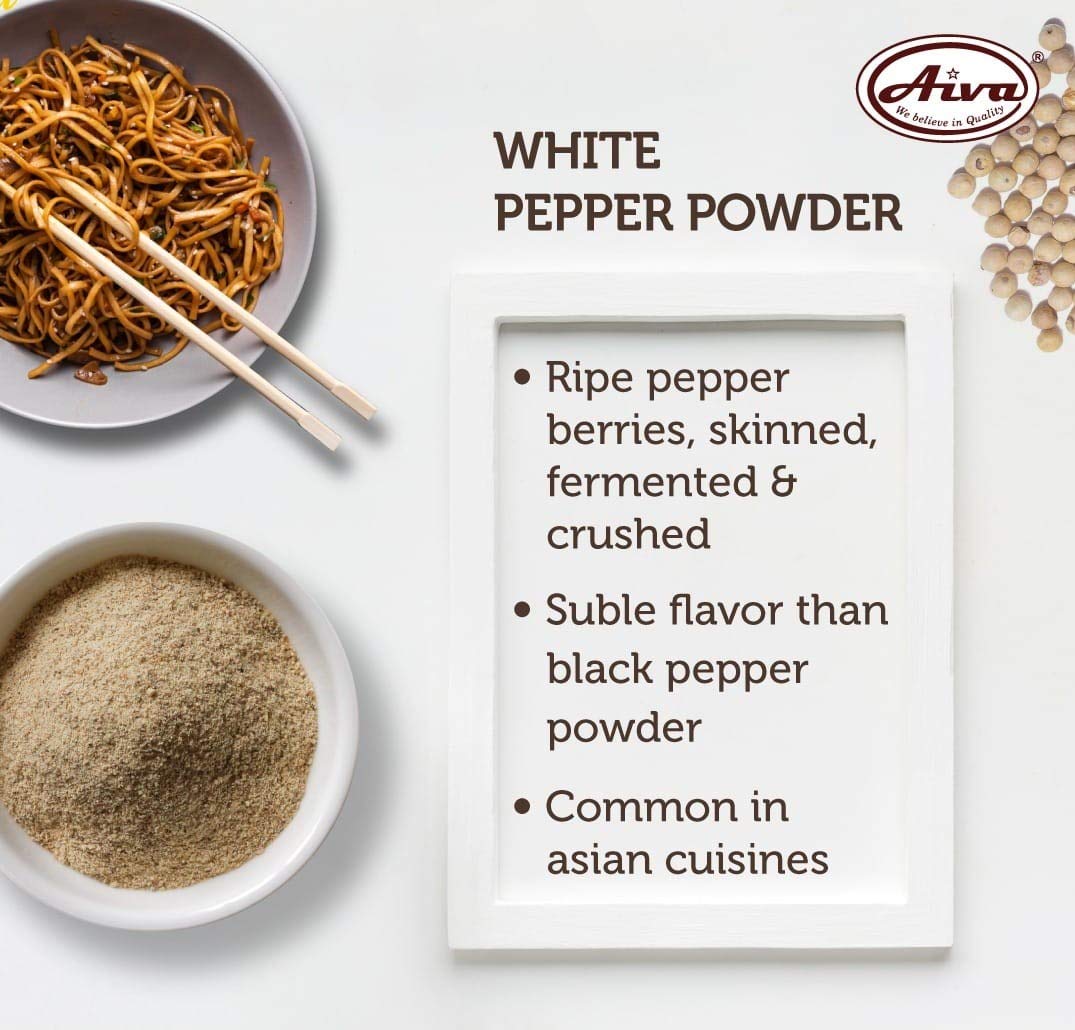 Premium Aiva Ground White Pepper Powder (4 LB Bulk) | High-Quality A-Grade White Peppercorns for Cooking, Seasoning, Marinades & Baking | Perfect for Restaurants, Home Kitchens & Food Processing