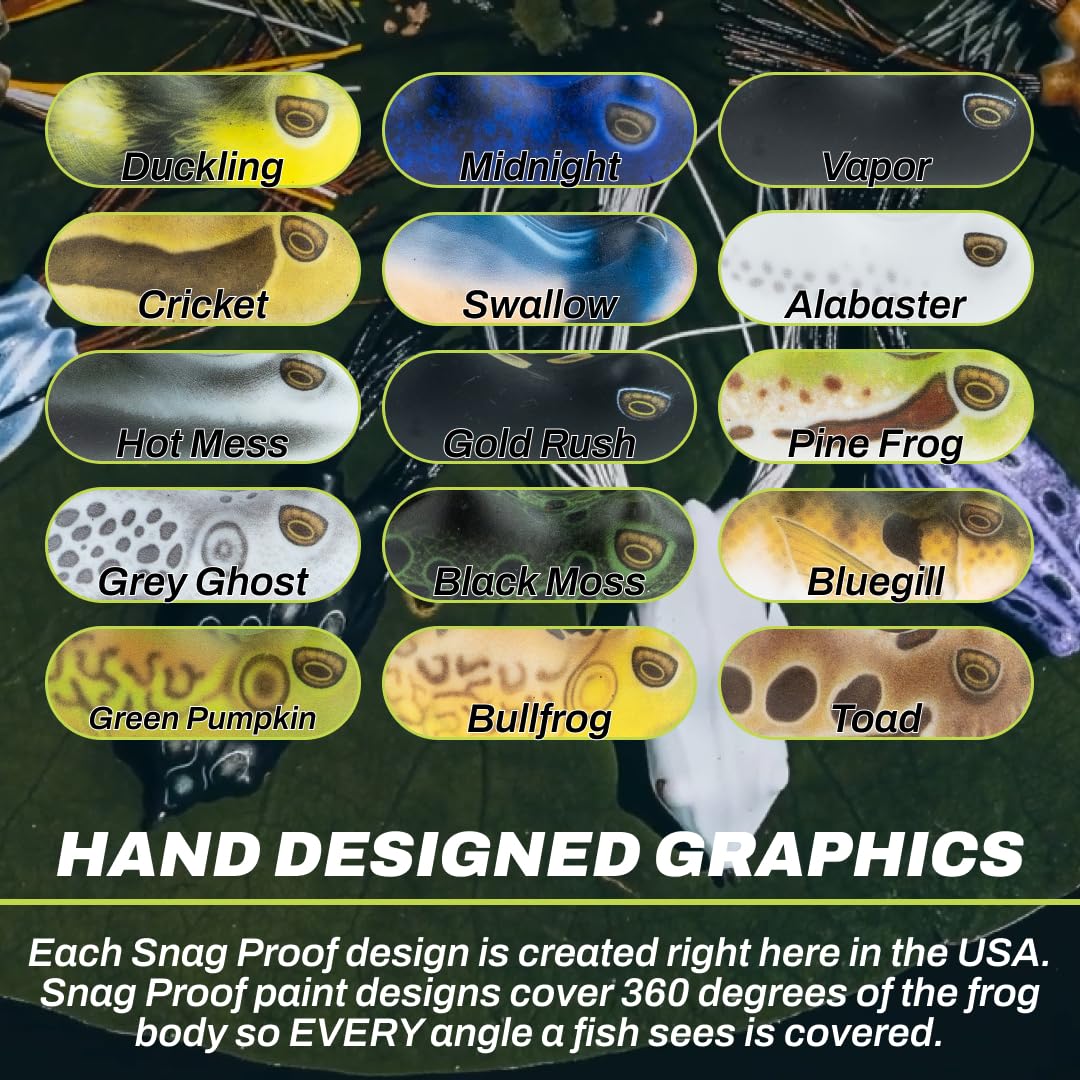 Phat Frog Hollow Body Topwater Fishing Lure - Realistic Frog Bait for Bass, Pike, and Musky - Weedless Design for Heavy Cover Fishing in Lakes and Ponds