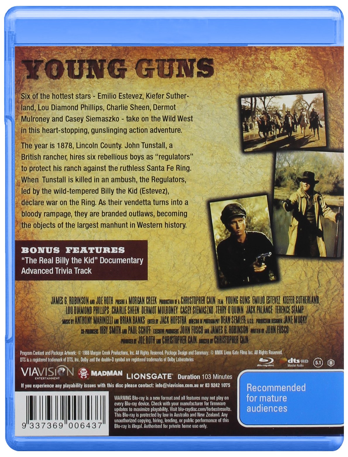 Young Guns [Blu-ray] - Classic Western Action Movie for Home Theater & Movie Night Entertainment