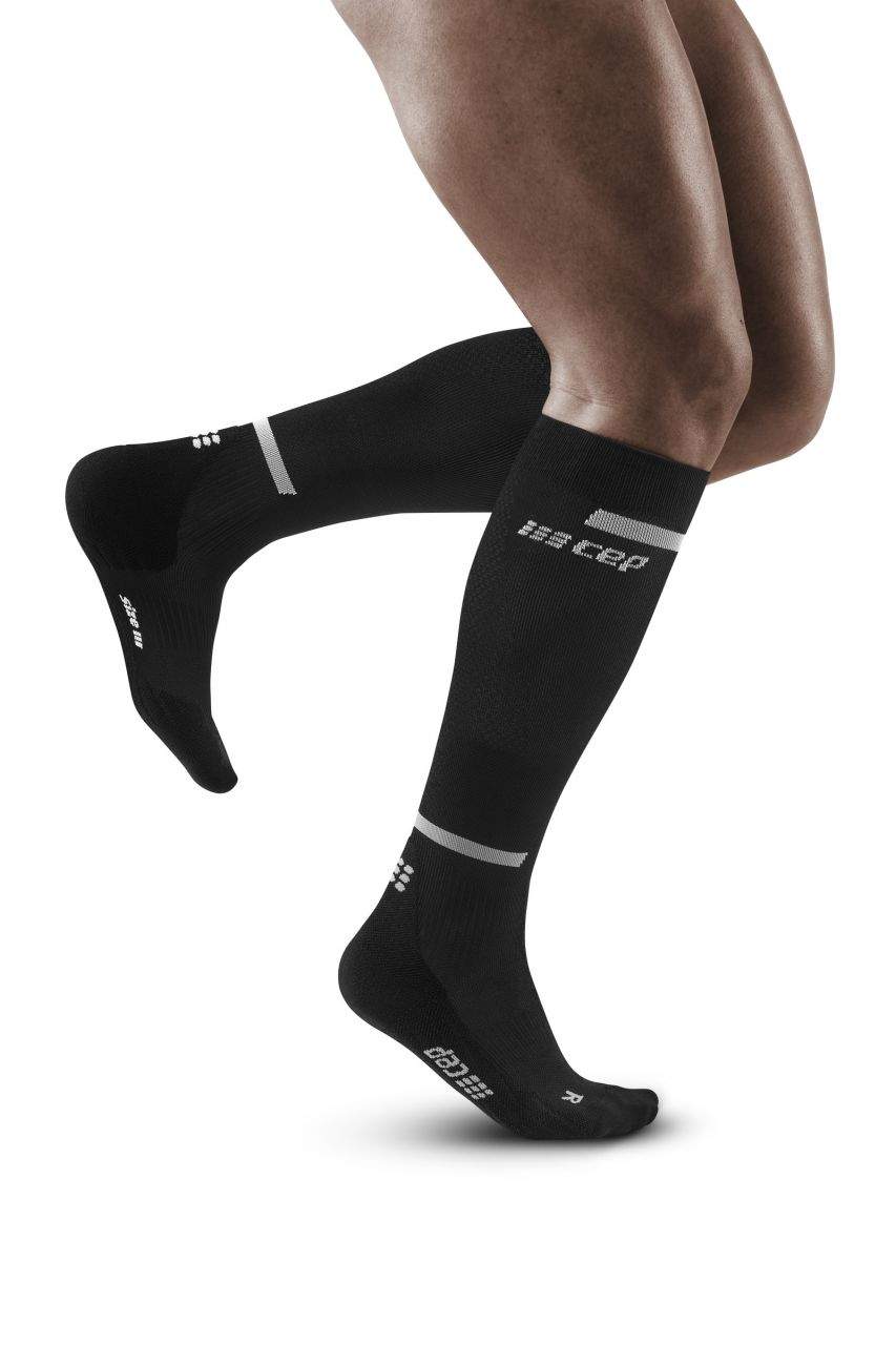 CEP Men's The Run Socks Tall v4 - Performance Compression Socks for Running, Hiking & Sports - Black (Pair) - Improve Circulation & Reduce Fatigue for Athletes & Active Lifestyles