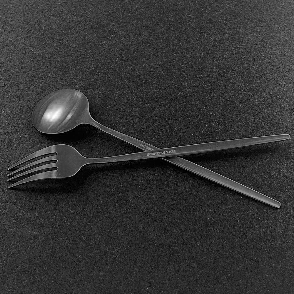 36-Piece Stainless Steel Flatware Set - Matte Black 304 Cutlery Service for 6 (Knives, Forks, Spoons) | Durable Kitchen & Dining Utensils for Home, Restaurant, Wedding, and Dinner Parties