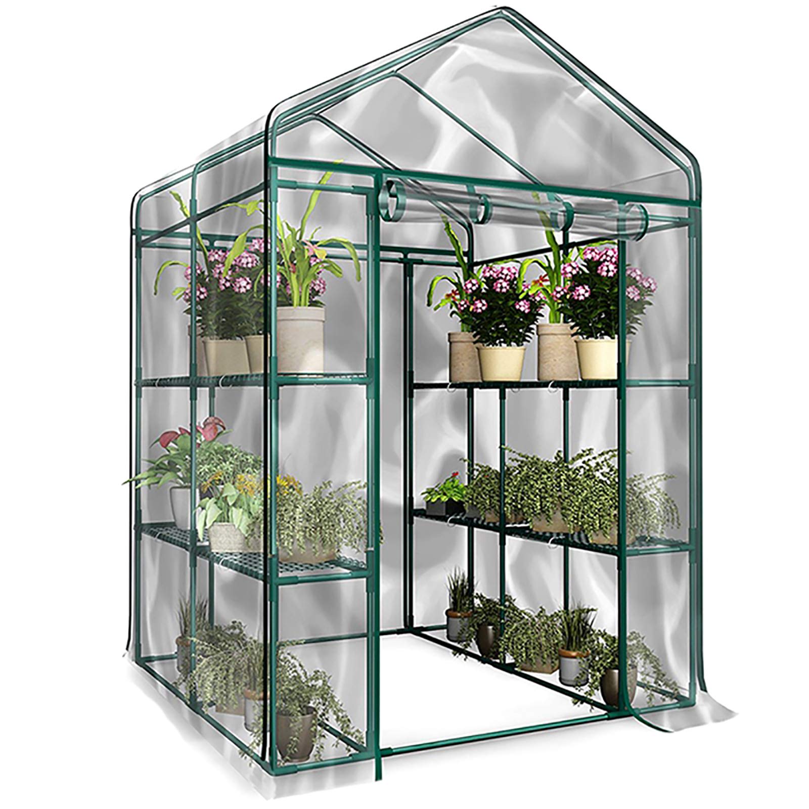 AAADRESSES Luxury Greenhouse Flower Shed - Waterproof PVC Plant Cover with Bracket & Windproof Rope (Clear, 73x143x195cm) for Outdoor Garden, Patio & Winter Plant Protection