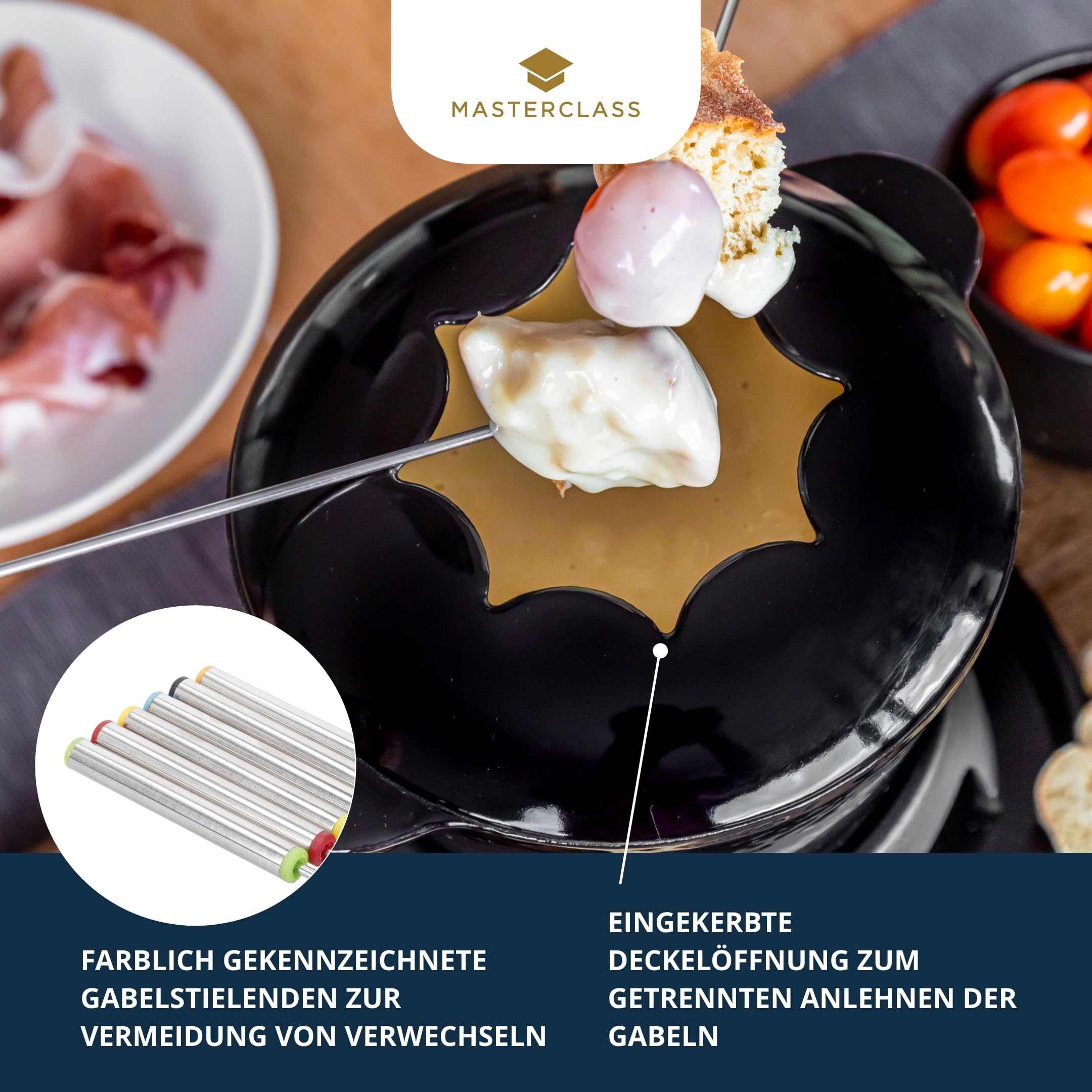 Premium Cast Iron Fondue Set for Chocolate, Cheese & Meat – 21 x 18 cm Black – Perfect for Romantic Dinners, Parties & Family Gatherings